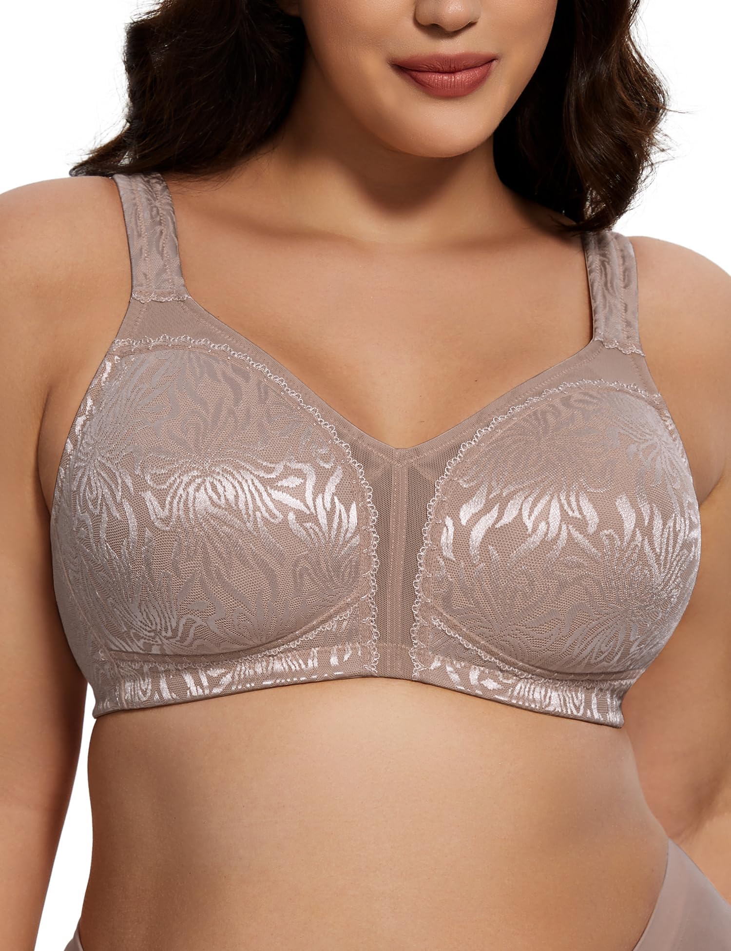 Women's Full Coverage Plus Size Comfort Minimizer Bra Wirefree Non Padded