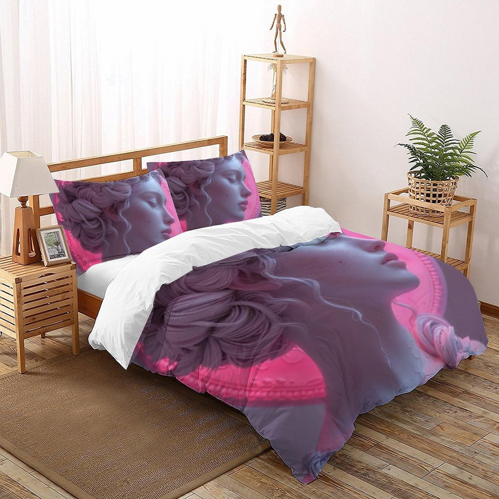 Housse de couette King 220x240cm microfibre imprimé 3D avec ses deux taies d'oreiller pour filles