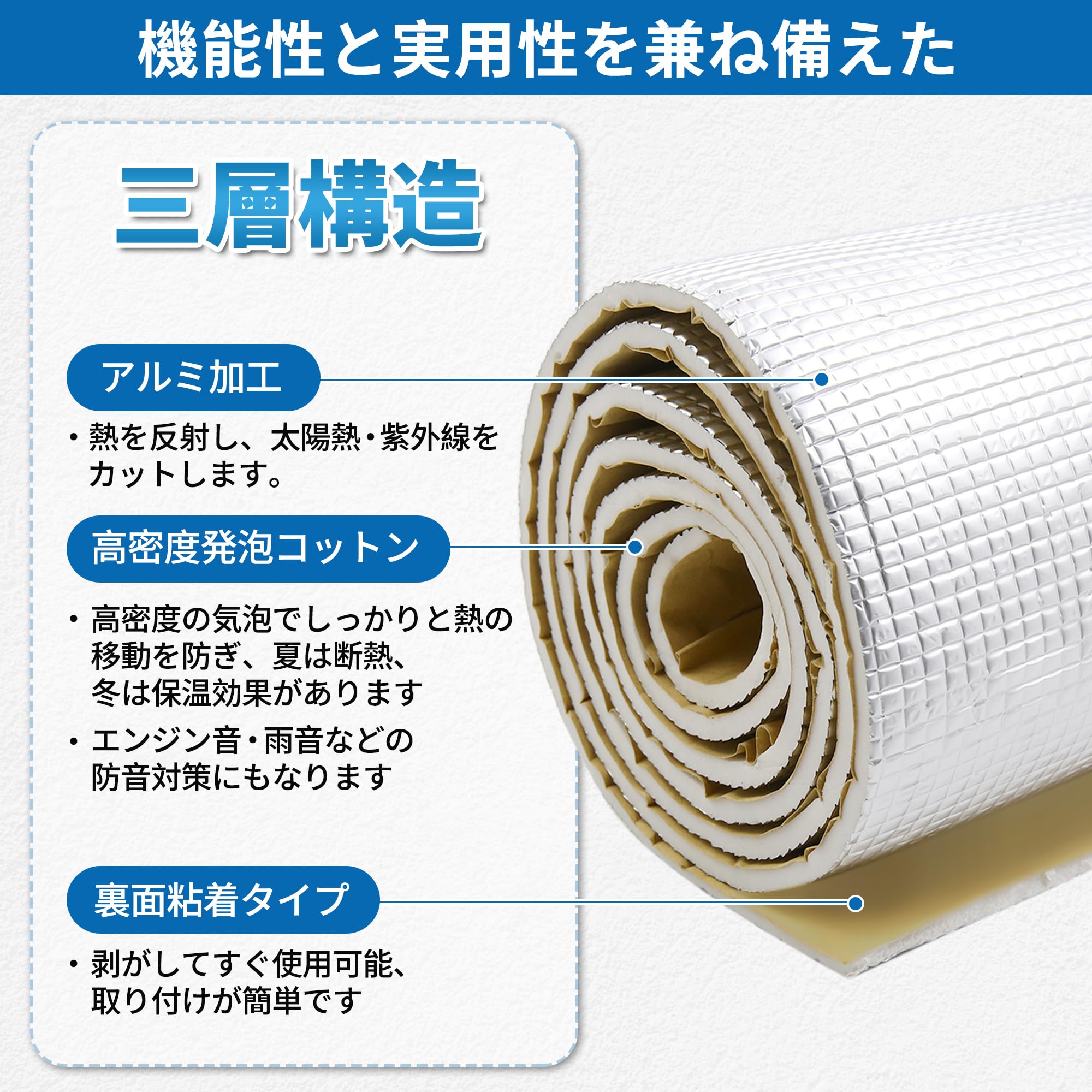 FUELHOOD 断熱マット 厚さ6mm*200cm*50cm 車用 熱反射 吸音 防音 遮音防音材料 アルミ繊維 内装パーツ アクセサリー