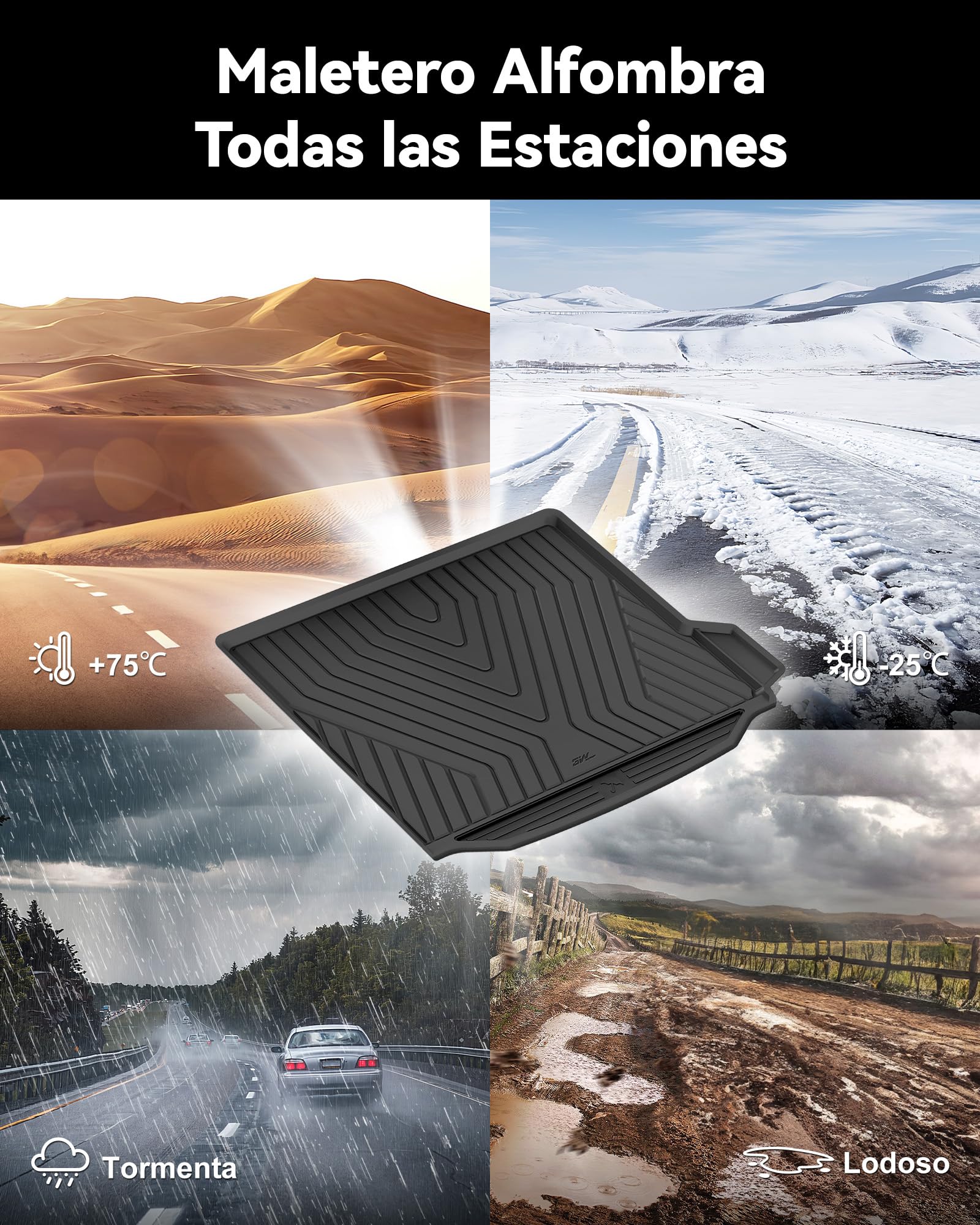 3W Alfombrilla Maletero de Coche para BMW iX3 G01 2021-2024 2025/BMW X3 2024, Admite Perros, TPE Alfombrillas para Todo Tipo de Clima, Antideslizante, Impermeable, Accesorios, No aplicable PHEV | Protección completa | Forma 3D a medida | Antideslizante |