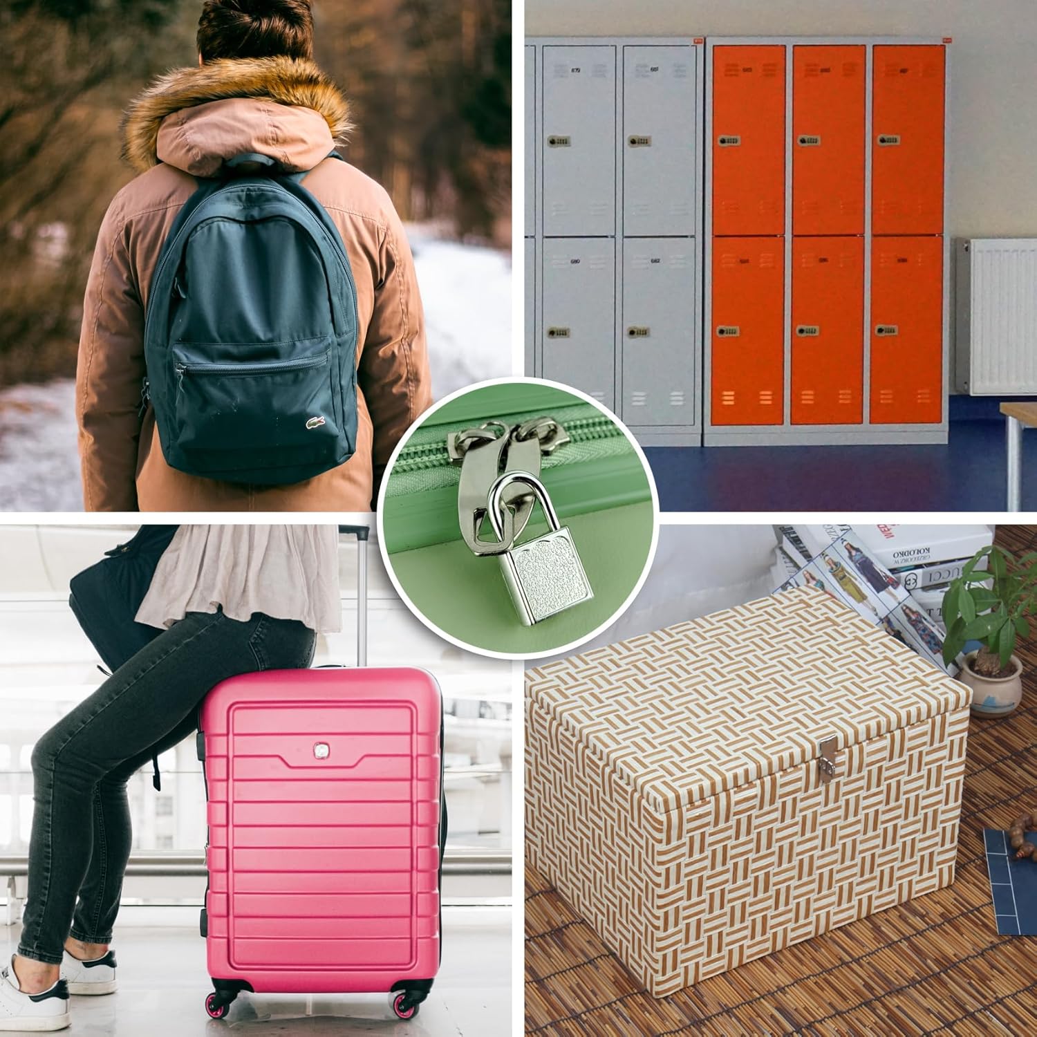 5 Pack Diary Padlock, Mini Locks with Keys, Tiny Luggage Locks for Travel, Jewelry, Boxes, Backpack (Square, 5) - Image 5