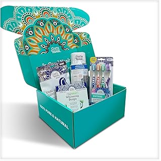 GuruNanda Teeth Whitening Razzle Dazzle Kit - Includes 14 Whitening Strips, 4 Pk Whitening Toothbrush, 150 ct Floss Picks & 1 Dual Barrel Mouthwash - Enamel Safe Dental Kit for Sensitive Teeth & Gums