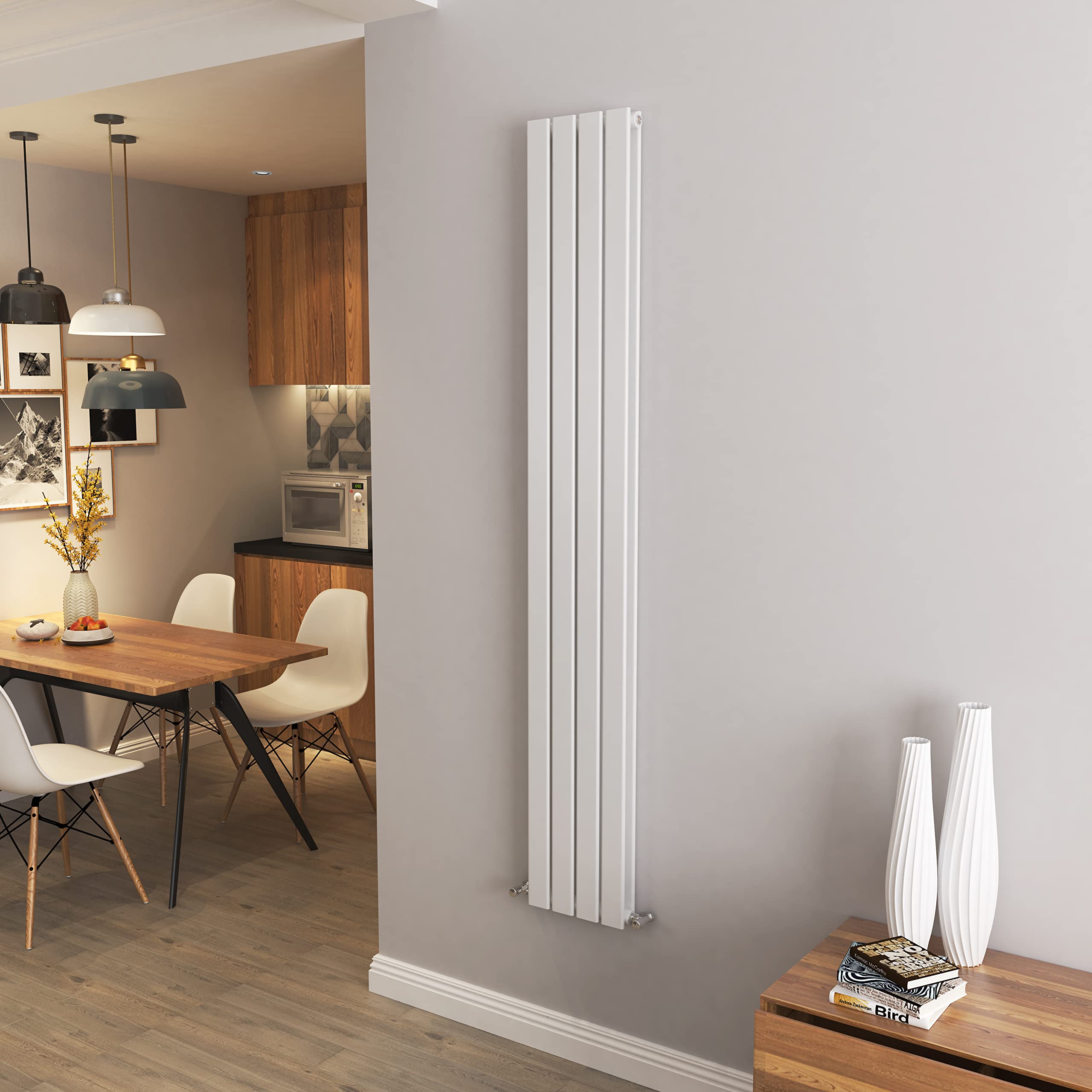 White Vertical Radiator Double Column Flat Panel Central Heating Radiators 1800 * 272mm