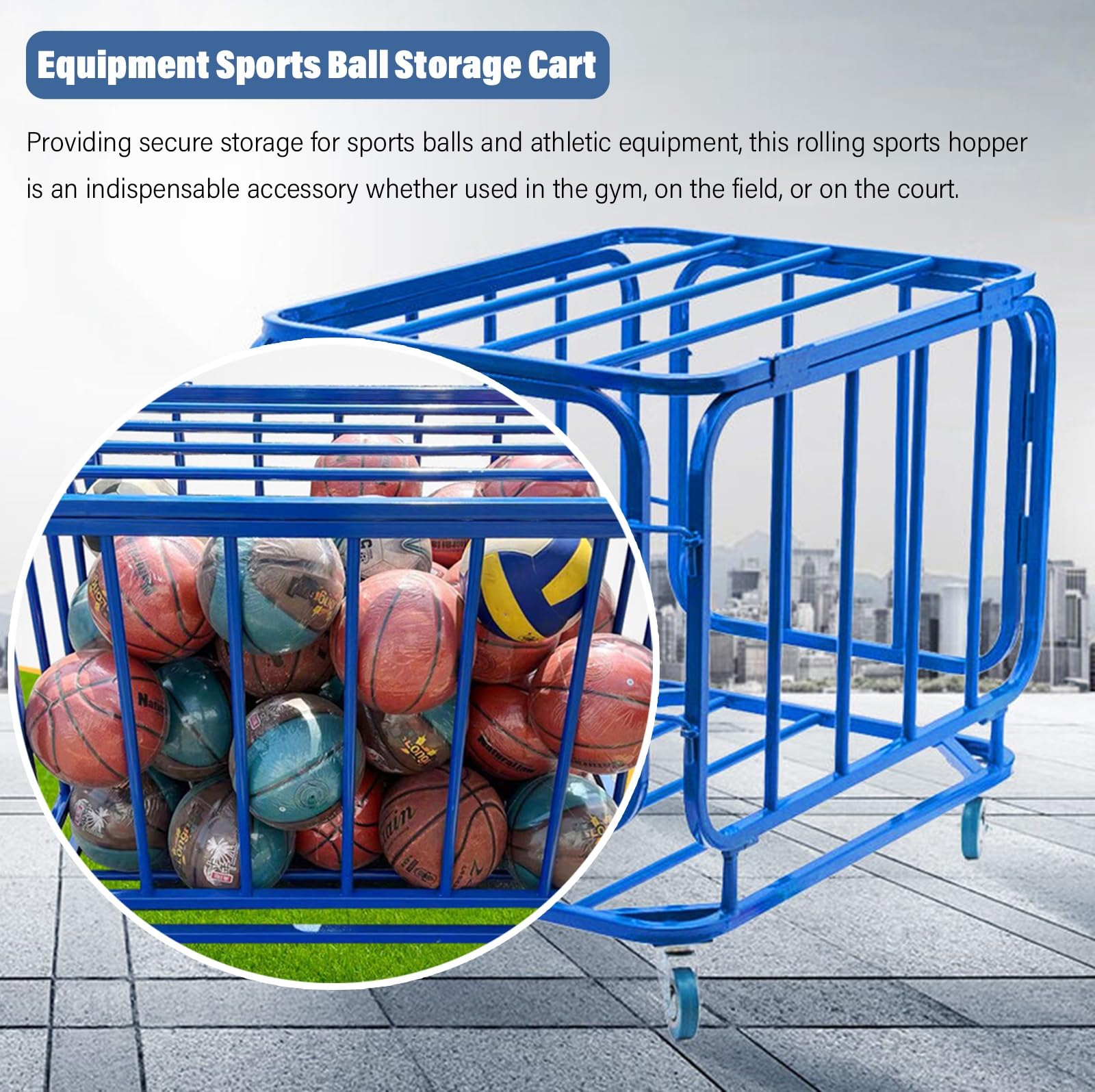 Cestino da basket in metallo, con ruote, per organizzare palloni da calcio, pallavolo, tennis, gabbia pieghevole resistente per scuola materna
