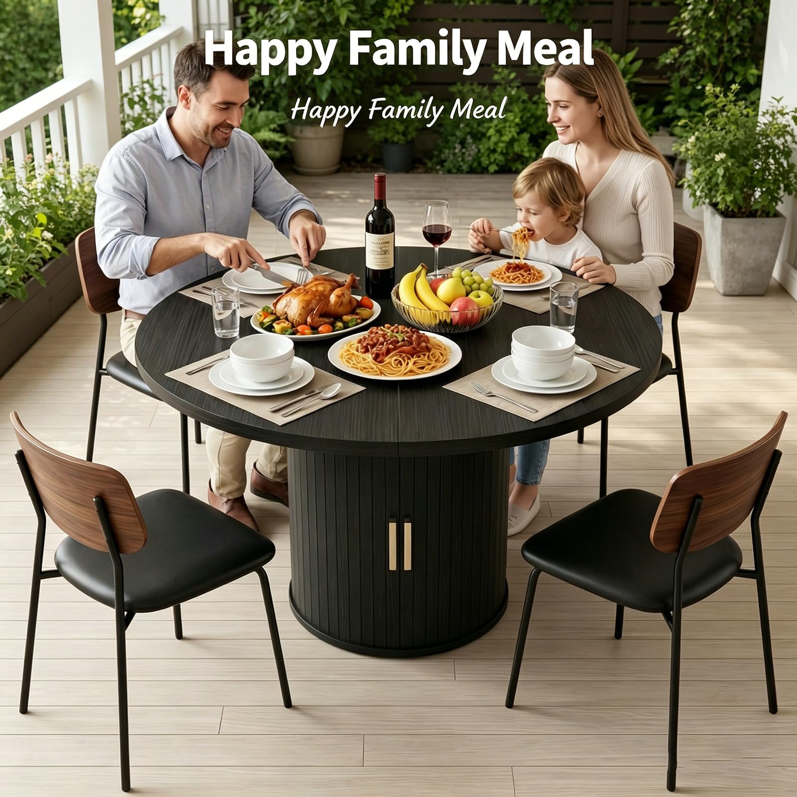 Tavolo da pranzo rotondo allungabile, tavolo da pranzo metà secolo con base a piedistallo, posti 4-6, per piccoli spazi/cucina
