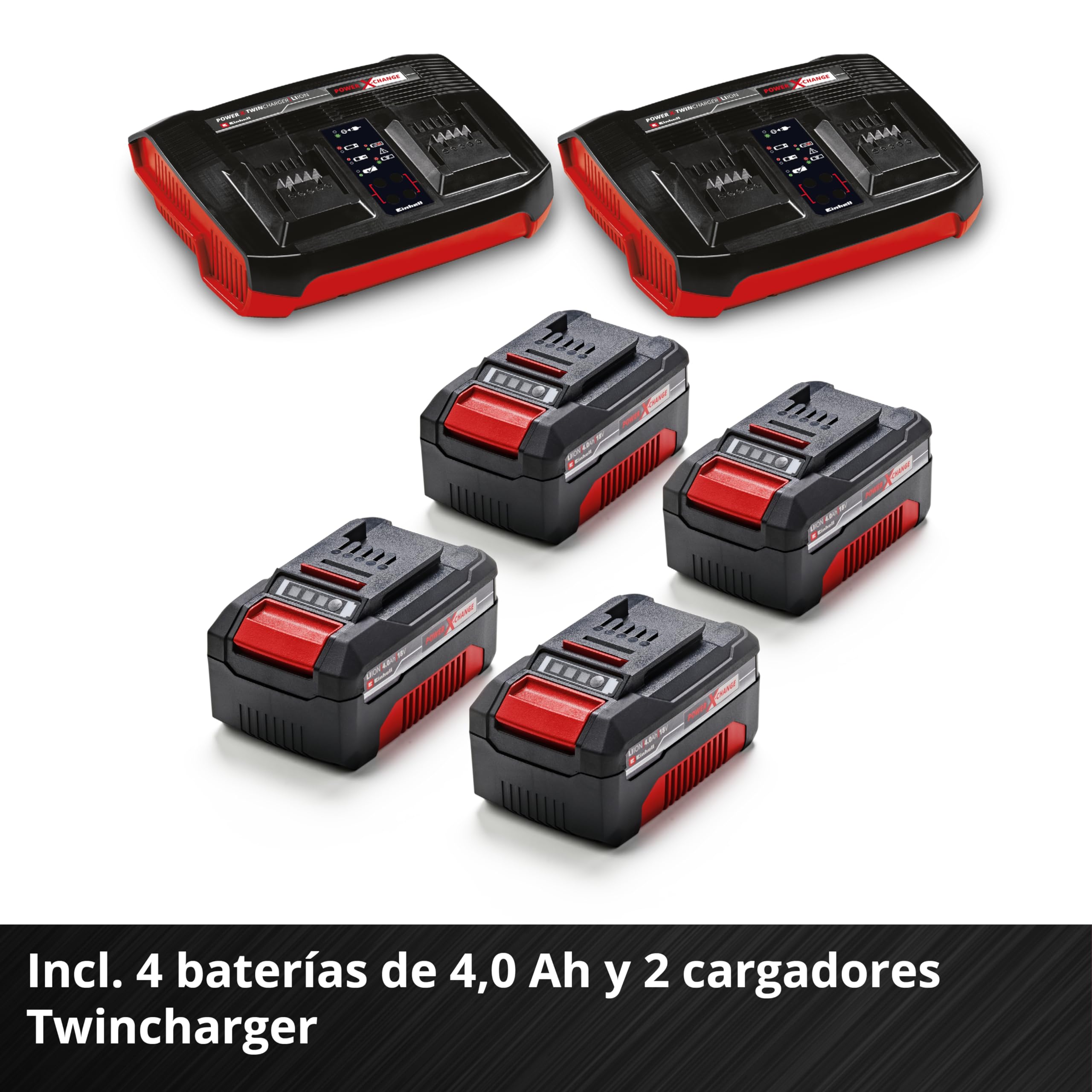 Einhell Professional Cortacésped con batería GP-CM 36/47 S Li BL Power X-Change (36 V, 47 cm de ancho de corte, hasta 700 m², sin escobillas, cesta 65 L, incl. 4x4,0Ah baterías, 2x Twincharger)