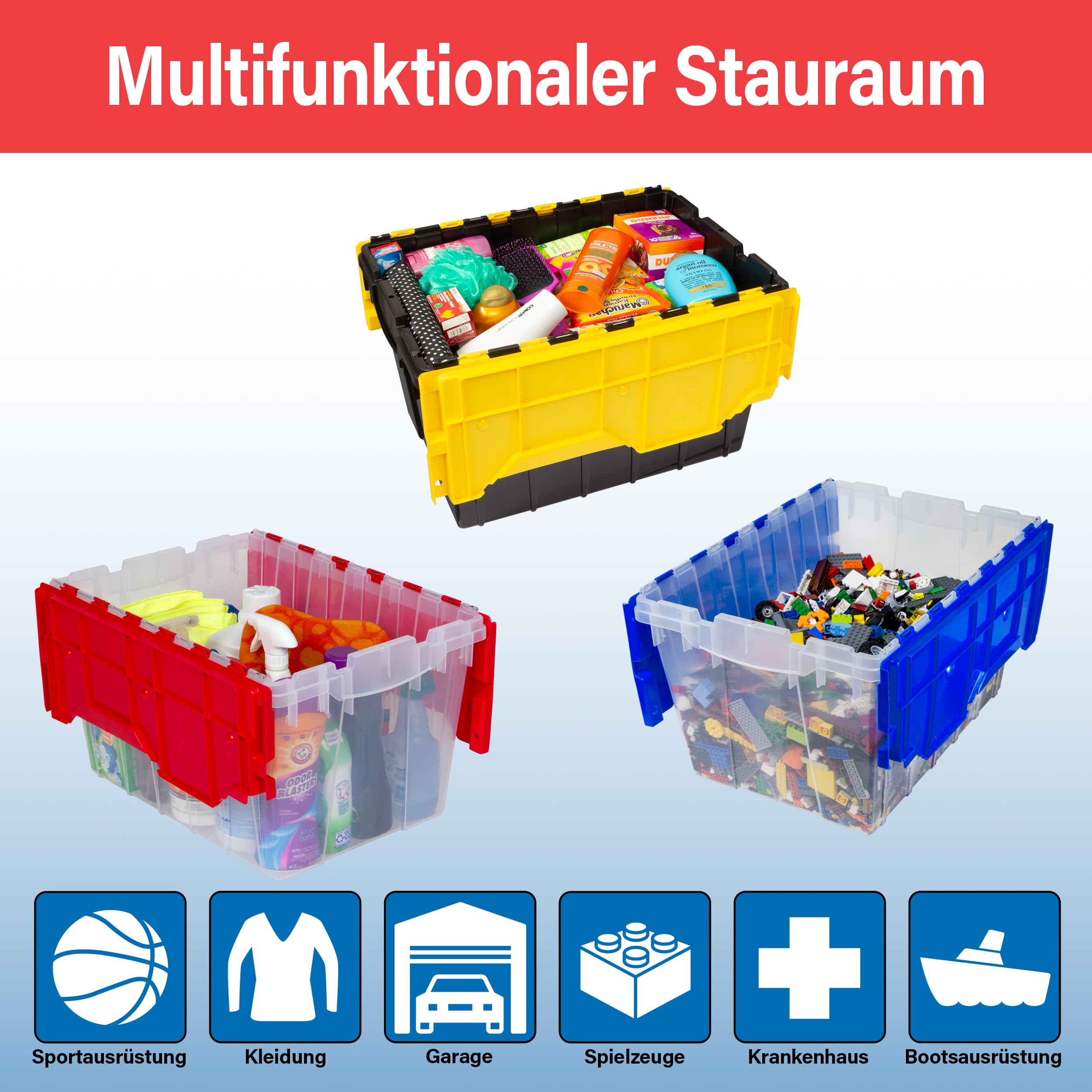 Akro-Mils 66497 Aufbewahrungsbehälter KeepBox aus Kunststoff, stapelbar, 18 Gallonen, mit aufklappbarem Deckel, 21 Zoll L x 15 Zoll B x 17 Zoll H, transparent/grün