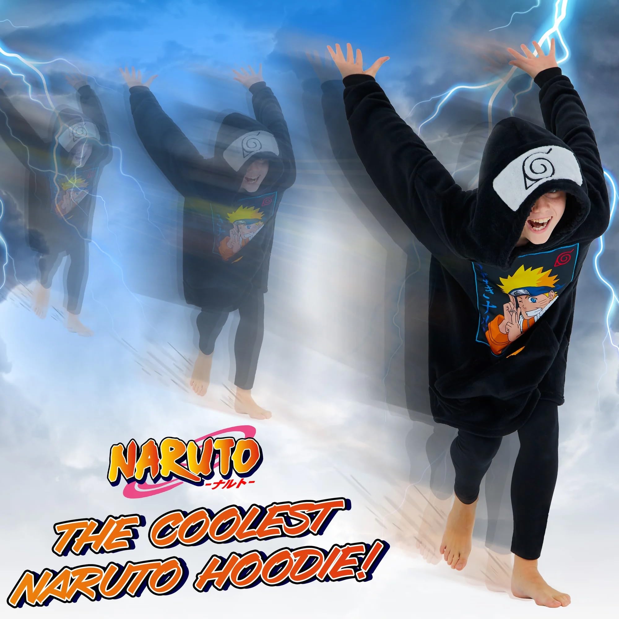 NARUTO Pull Plaid Enfant - Sweat Oversize en Polaire
