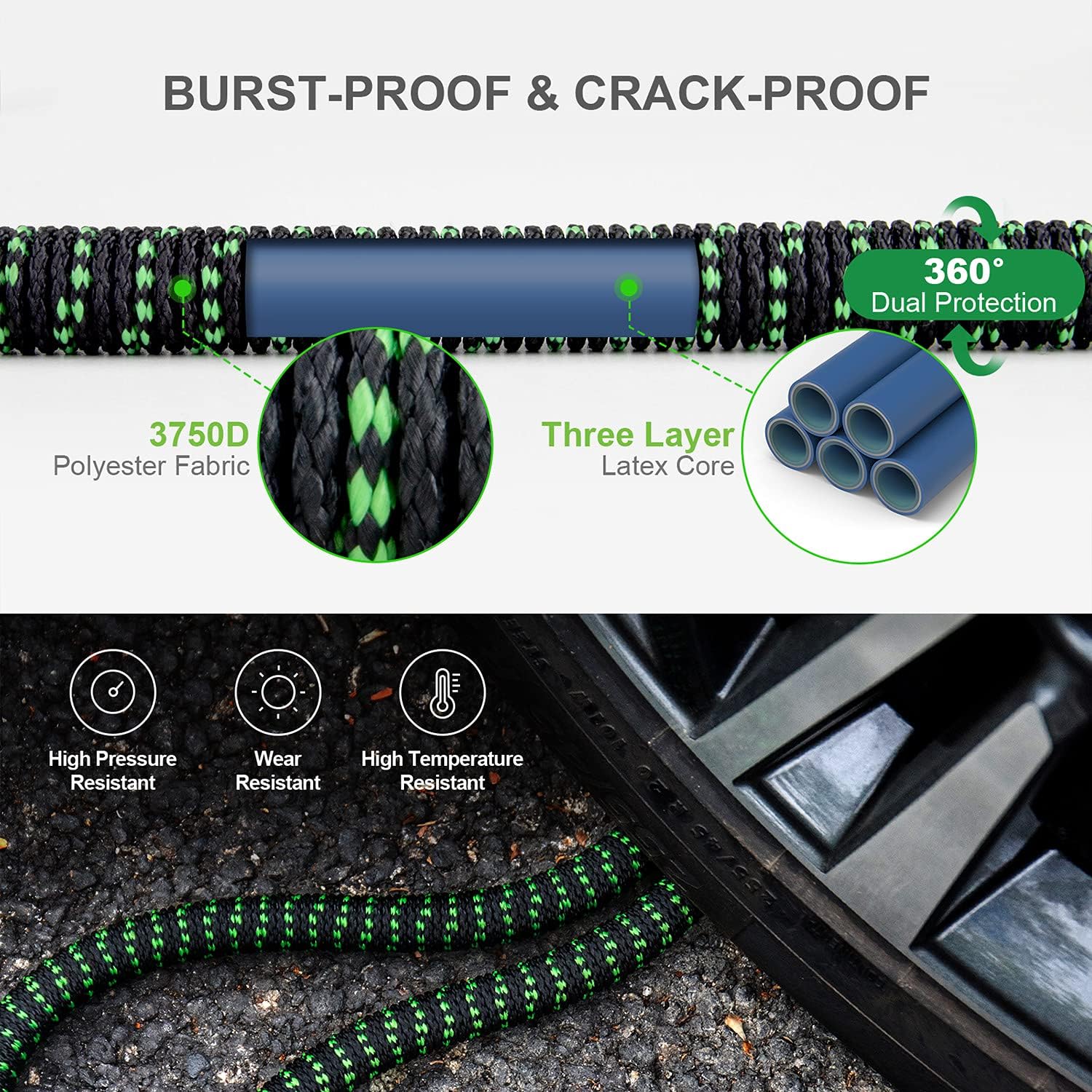 Expandable Garden Hose 75ft, Flexible Lightweight Expanding Garden Hose, Collapsible Outdoor Hose for Yard Lawn, No Kink Retractable Water Hose with 10 Setting Nozzle : Patio, Lawn & Garden