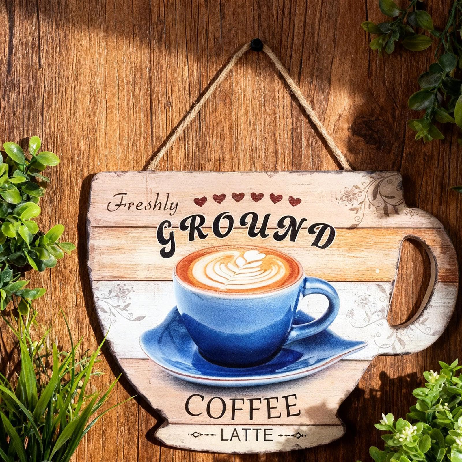 Amazon | Jiswhisker カフェのドア用の 2D 木製看板。キッチンの壁に