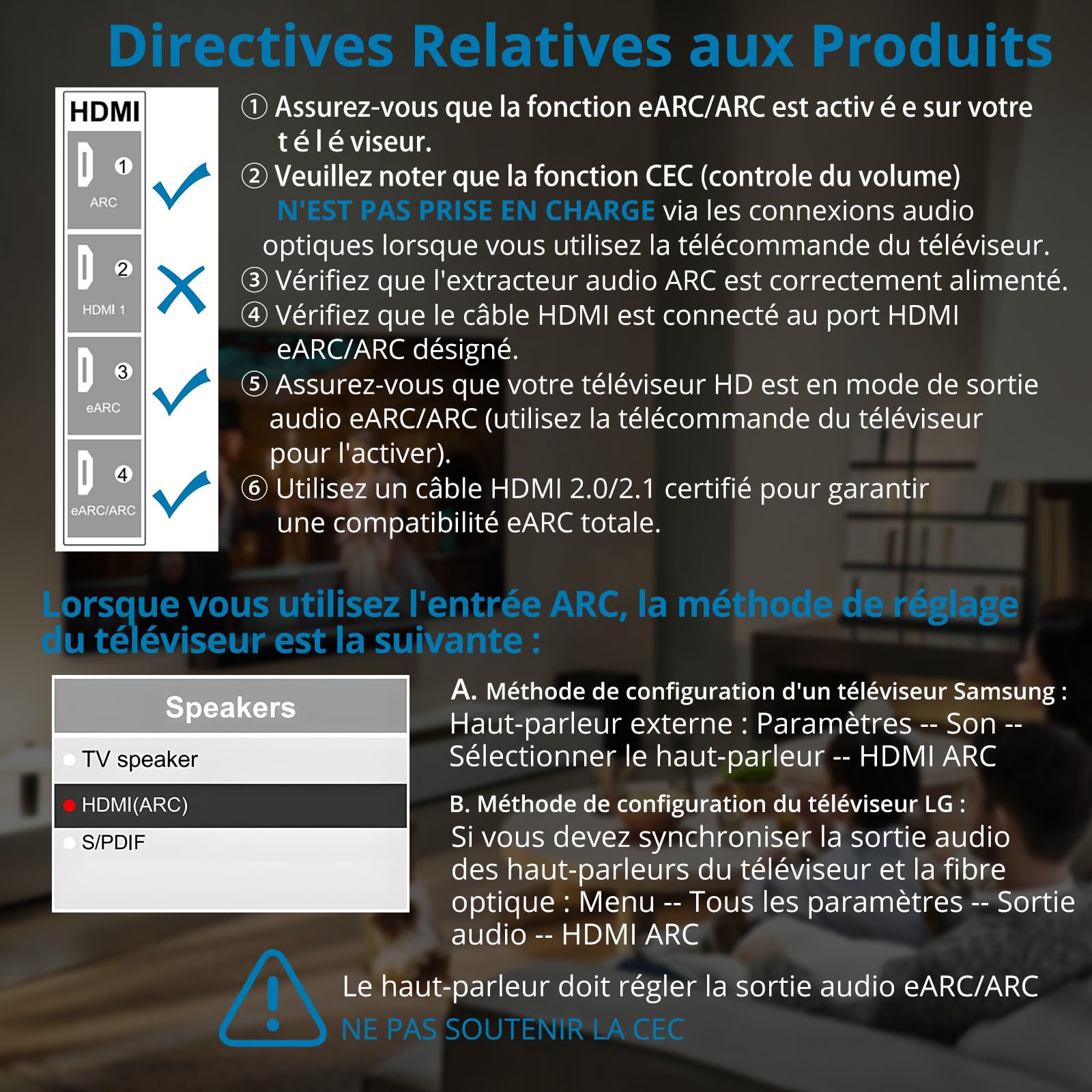 AUTOUTLET EARC/ARC Vers Câble Optique Adaptateur HDMI ARC Extracteur Audio EARC Prise En Charge 192 KHz Adaptateur HDMI ARC Vers Audio Optique/extracteur Audio ARC