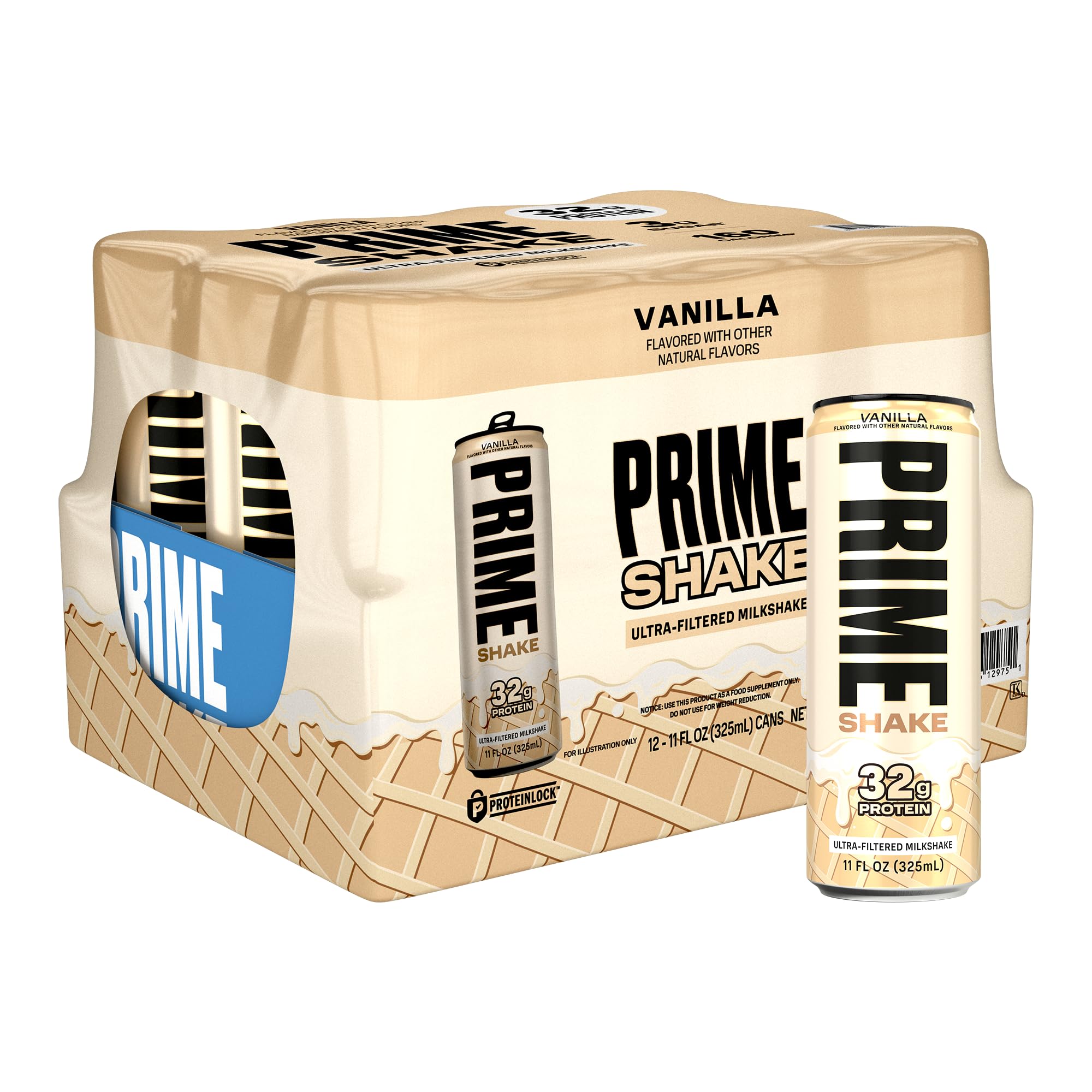 PRIME Shakes, Vanilla, 32g Protein Shake for Muscle Support & Recovery, Ultra-Filtered Milk, Lactose Free, Low Sugar, Low Calorie, Ready to Drink, 11 fl oz, 12