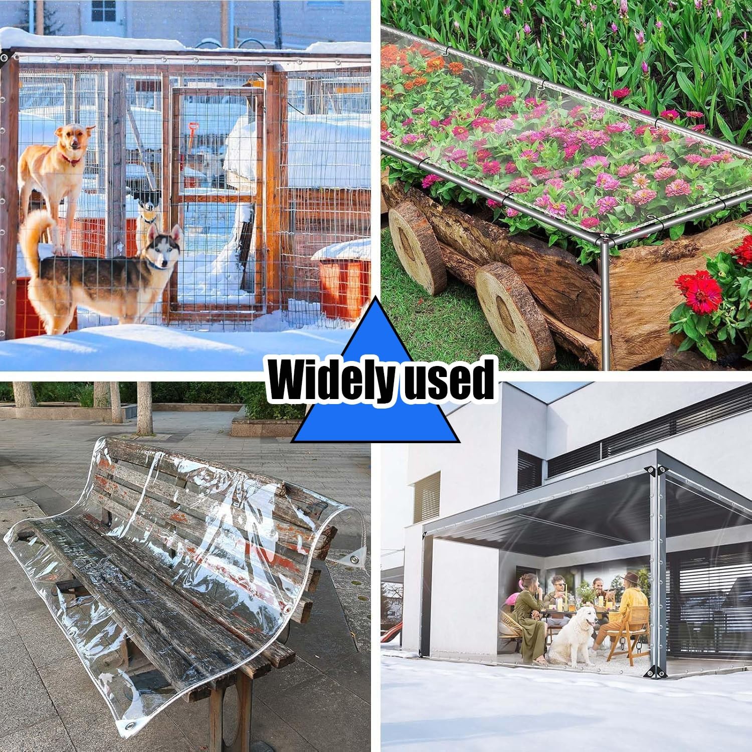 Plane Transparent 135 x 210 cm Ultra Reißfeste Gewebeplane mit Verstärkten Ösen Abdeckplane Schutzplane aus PVC Faltbar mit Seil für Garten Camping & Outdoor, transparent