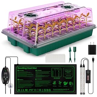 Seed Starter Tray with Grow Light & Heating Mat, Digital Temperature Control, 40-Cell Seed Starter Kit with Humidity Dome, Reusable Seed Starter for Indoor Planting Seeds - Amazon product rated Grade B