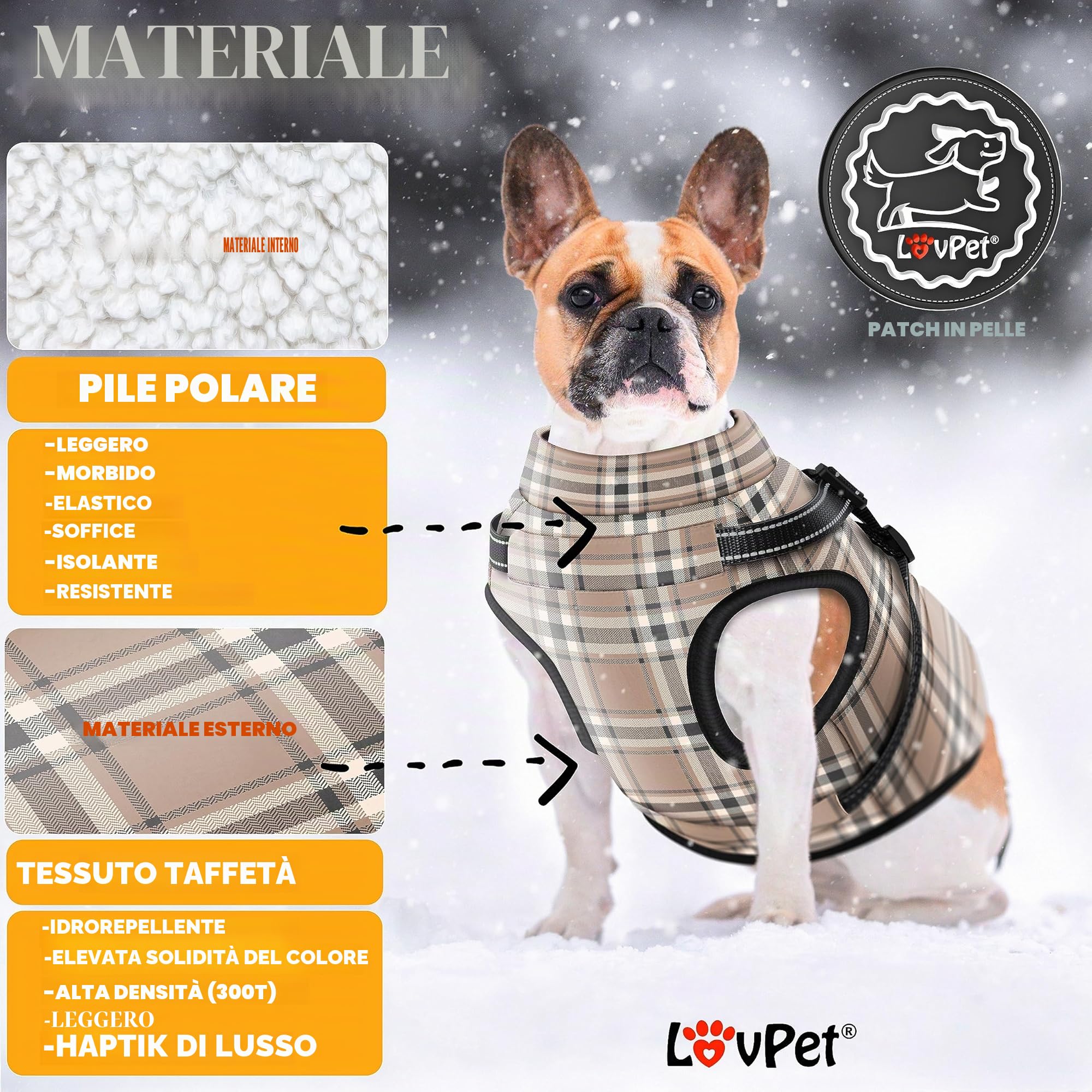 Lovpet® Giacca per Cani con Pettorina, con 45 Sacchetti per Escrementi + Dispenser per Cani, Gilet Invernale Imbottito, Impermeabile, con Cintura Toracica, riflettori, Anello a D 5XL, Beige