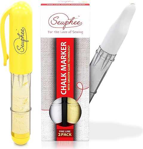 Marcadores de tela lavables para coser 2 unidades Marcador de tiza de costura amarillo y blanco para un marcado detallado Marcadores ergonómicos