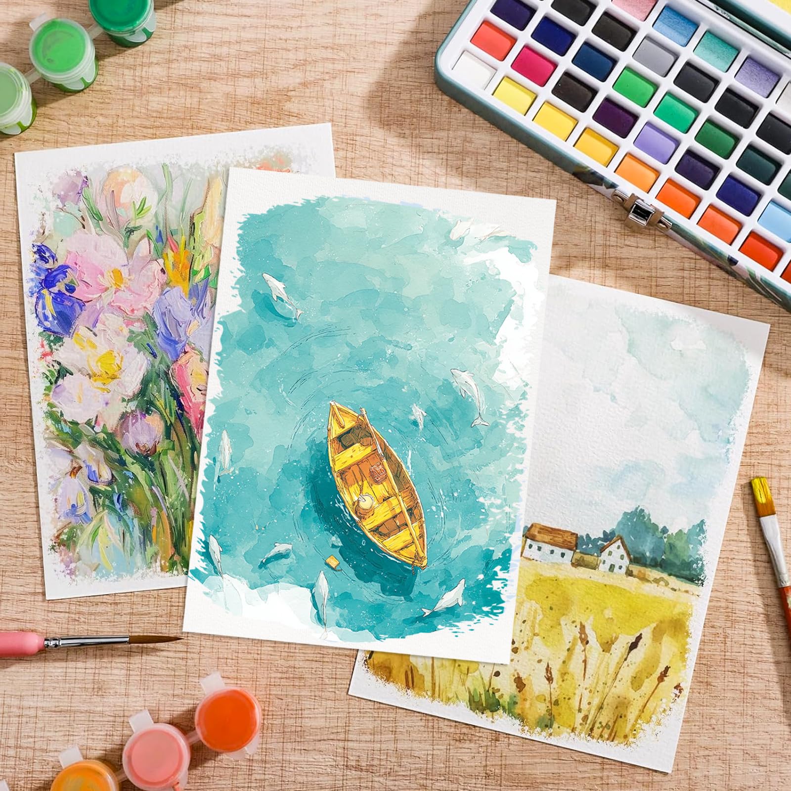 Lot De 50 Feuilles De Papier Aquarelle A4 - 300 G - Format A4 - Papier Aquarelle - Papier Aquarelle - Pour Aquarelle, Gouache Acrylique, Dessin, œuvres D'art, Bricolage, étudiants (21 X 29,7 Cm