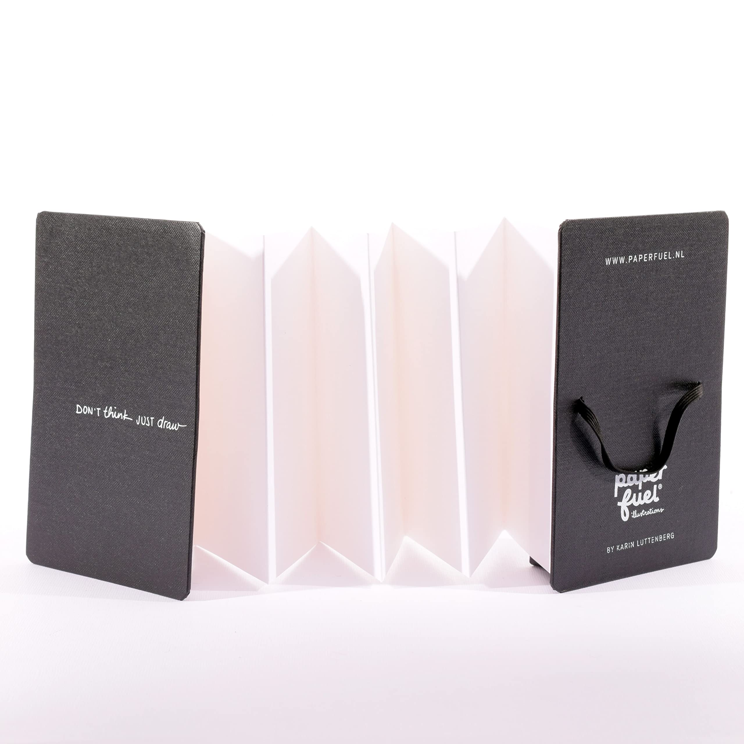 Paperfuel PF203607 Schetsboek, tekenblok, Leporello, 300 g/m², 22 vellen in wit, 17 x 17 cm, voor handlettering, scrapbooking en ander knutselwerk, wit, 17 x 17 cm