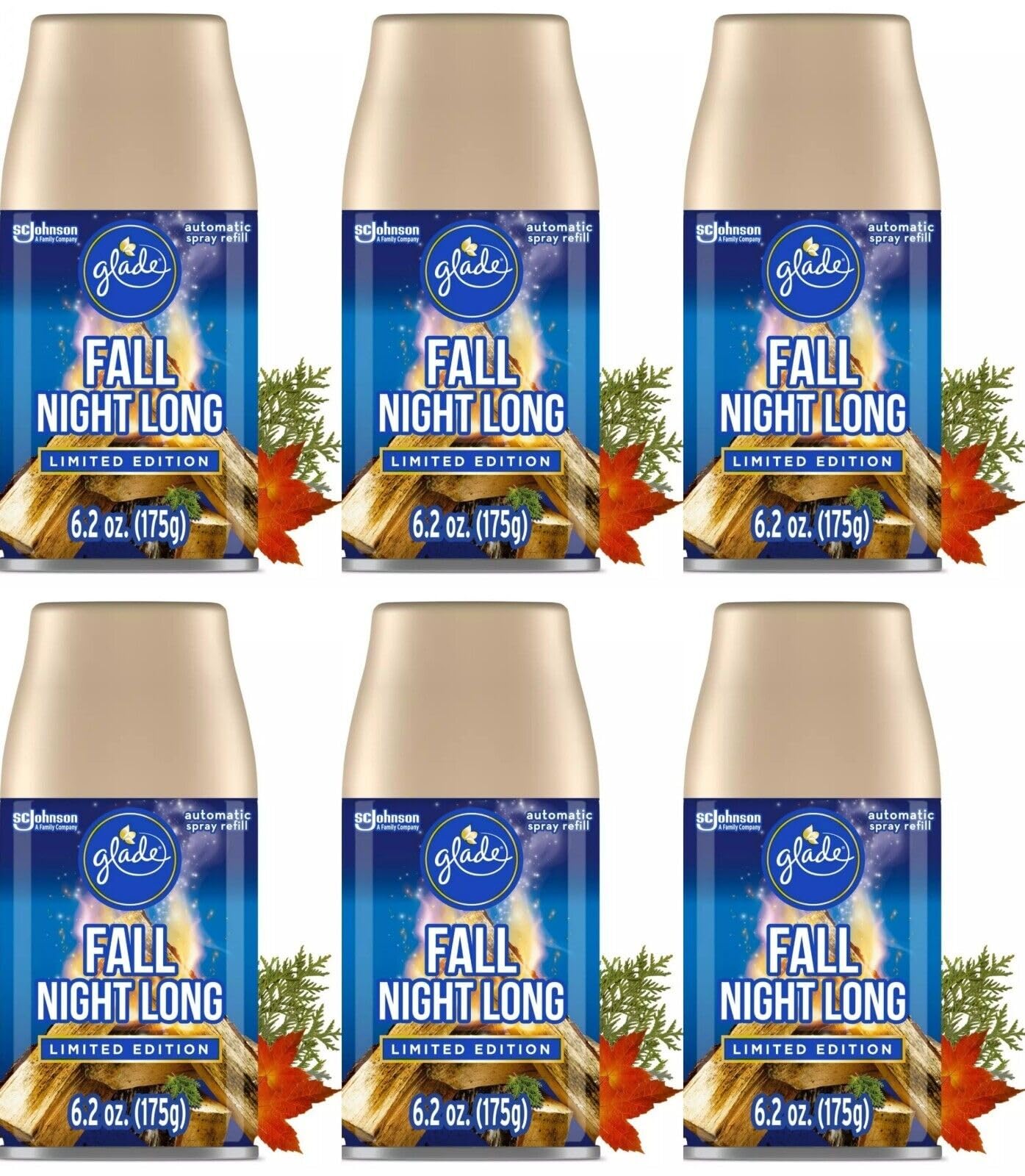 SC Johnson Glade Automatic Spray Refill, Air Freshener for Home and Bathroom, Fall Night Long, 6.2 Oz (Pack of 1)