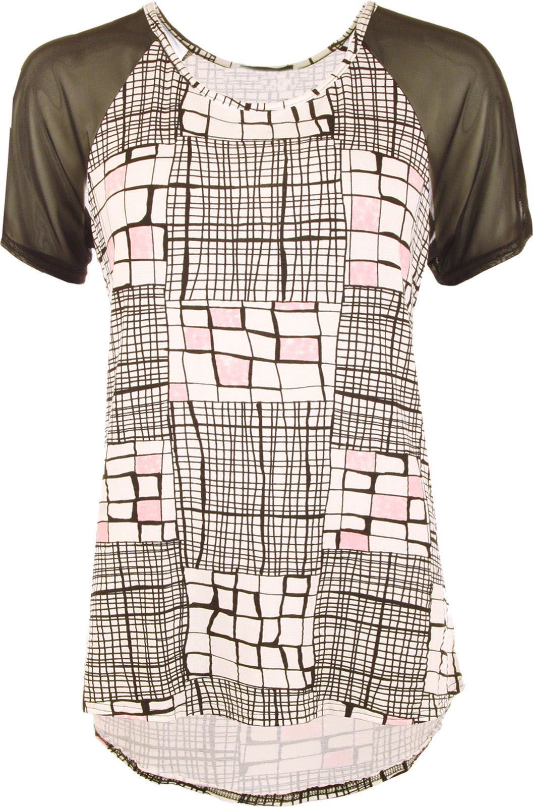 Buy Womens Ladies Plus Size Chiffon Sheer Mesh Check Short Sleeve Dip Hem Tops 14-32' — BookShops.in