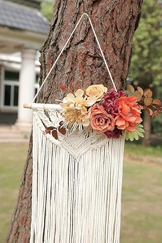 Miniatura 4 de Juego de flores artificiales, caja de hojas de flores falsas naranja quemada con tallos para ramos de boda, centros de mesa, arreglo de arco, baby