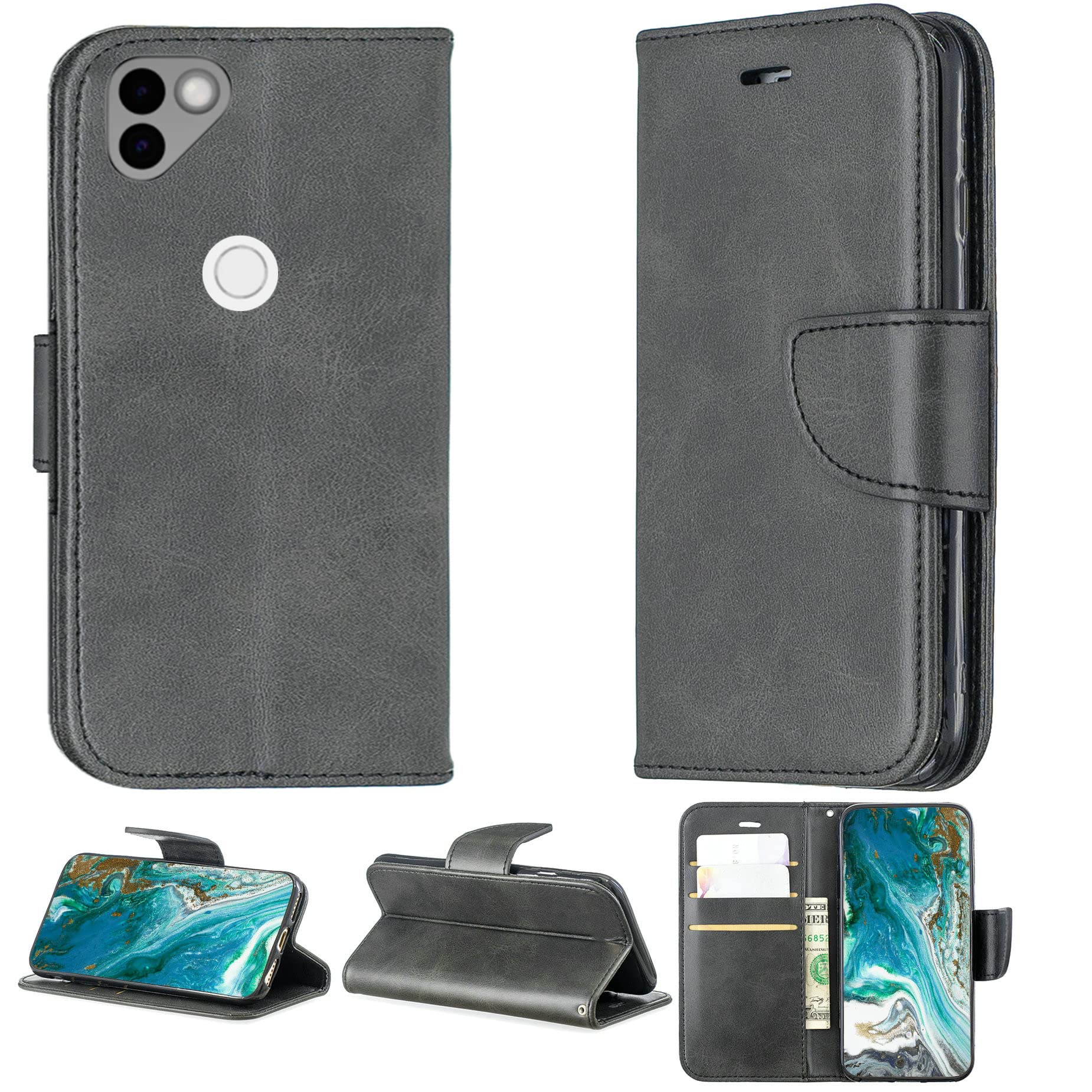 Solana Mobile Saga Phone Case Compatible with Osom OV1 Saga Phone Phone Case Cover Flip Stand Cover PU Leather YZW Wallet Case Black