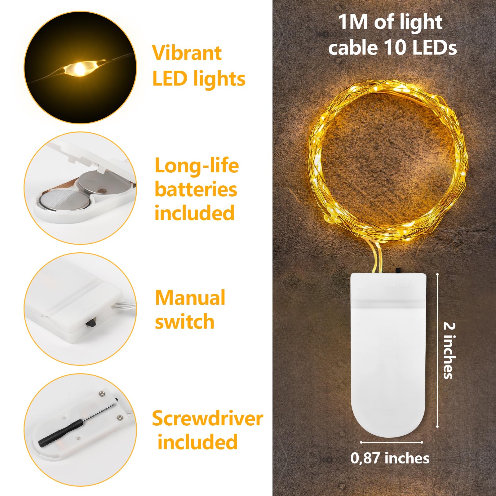 Cadena De Luces LED, 10M 100 Luces LED De Hadas, Con Pilas, Lámpara De Alambre De Cobre Impermeable, Para Interior, Exterior, Fiesta, Jardín, Decoración