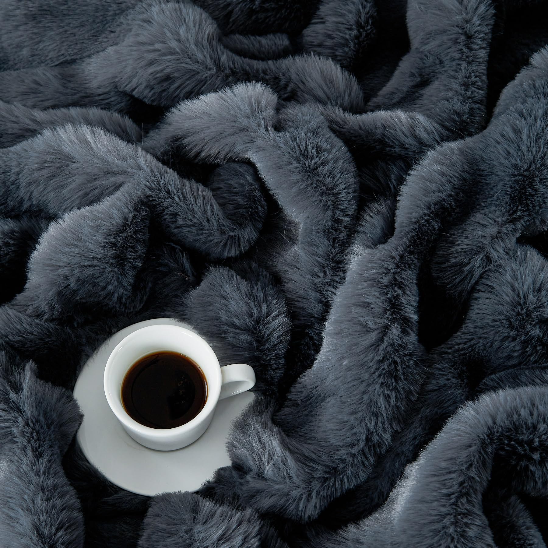 Manta polar (200 x 220 cm, invierno, cálido, gris, funda de sofá, felpa, piel de conejo, textura de burbujas, supersuave, manta suave, regalo para mujer