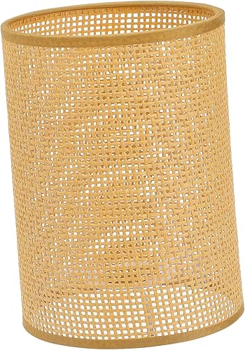 Pantalla de lámpara de tambor tejida de ratán vintage E27 E14 barril pantalla clip en la cubierta de luz cilíndrica para lámparas de mesa escritorio