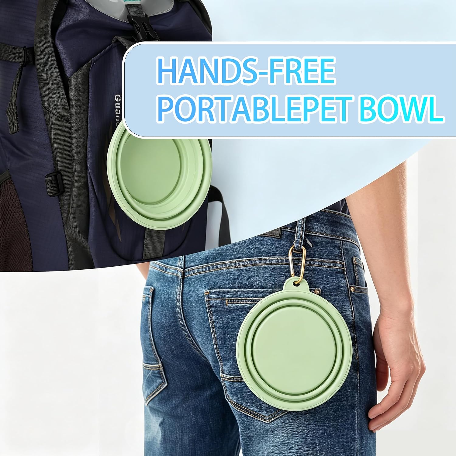 Collapsible Travel Dog Bowl with Carabiner Clip – 12 oz (350 ml) Silicone Pet Food & Water Bowl for Dogs & Cats, Foldable Portable Bowl for Hiking Camping Walking, 5 Colors Available (Purple) image 5