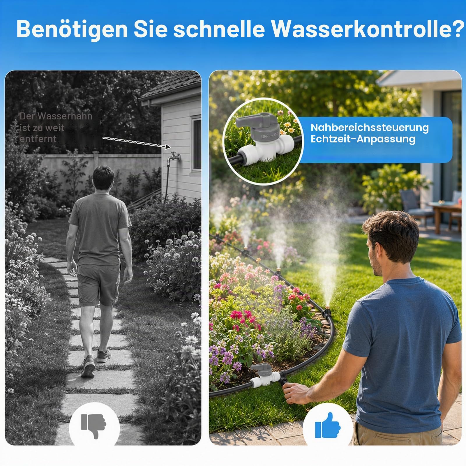 Sprühnebel System Garten, 8M Sprühnebel Kühlung Terrasse mit 18 Düsen & Krawatten, Nebelkühlsystem, Sprühnebelanlage Wasserzerstäuber für Garten, Terrasse, Rasen, Balkon, Pavillon (8M)