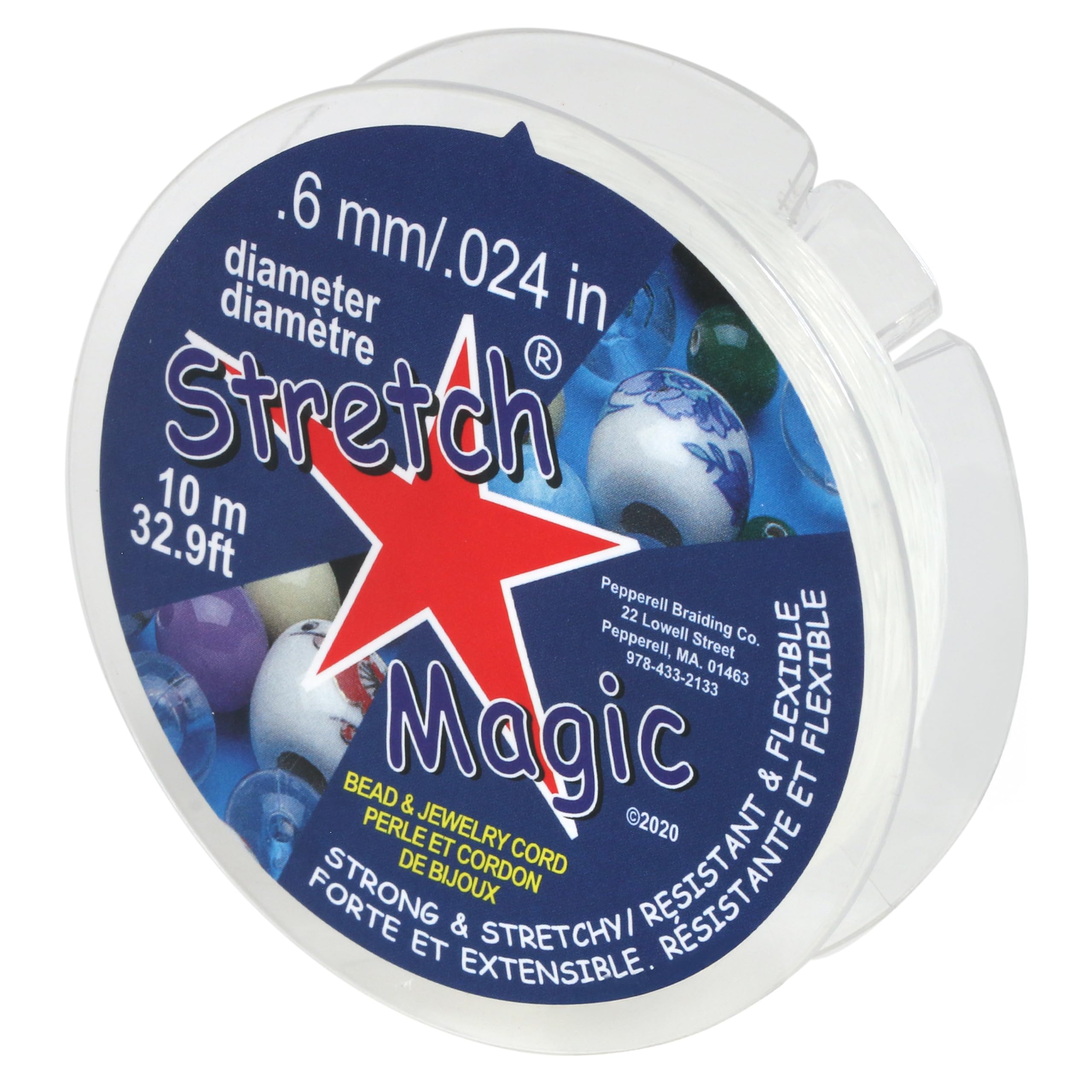 Stretch Magic Elastic Beading Cord – Clear Color, 0.6mm in Diameter, 10-Meter (32 ft) - Easy to Knot, Strong & Stretchy String for Making Beaded Jewelry