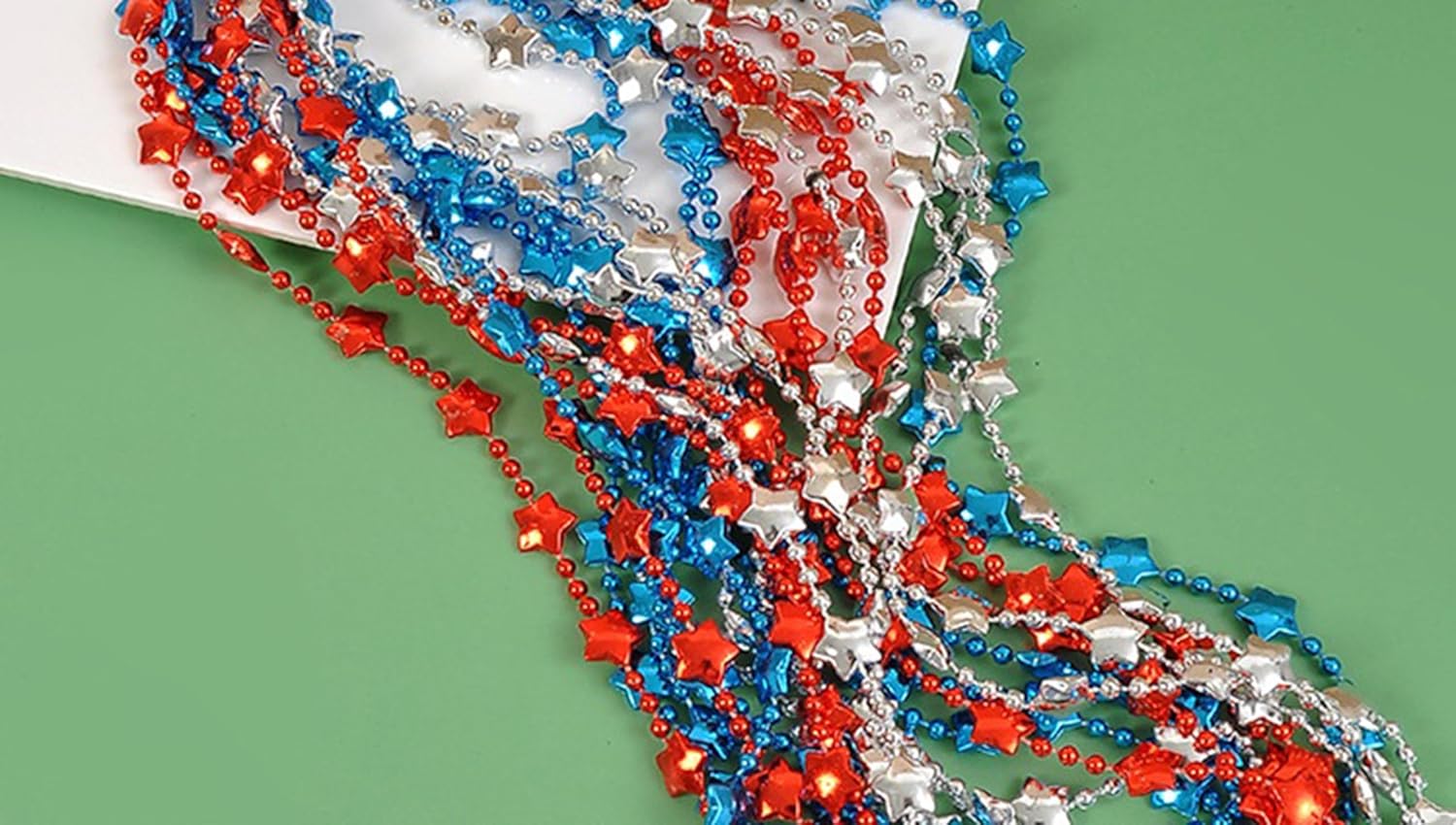 21Pcs 4th-of-July-Necklaces-Independent-Day-Patriotic-Star Shaped Necklace Red-White-Blue-Memorial Day Necklace for Party Favors Accessories