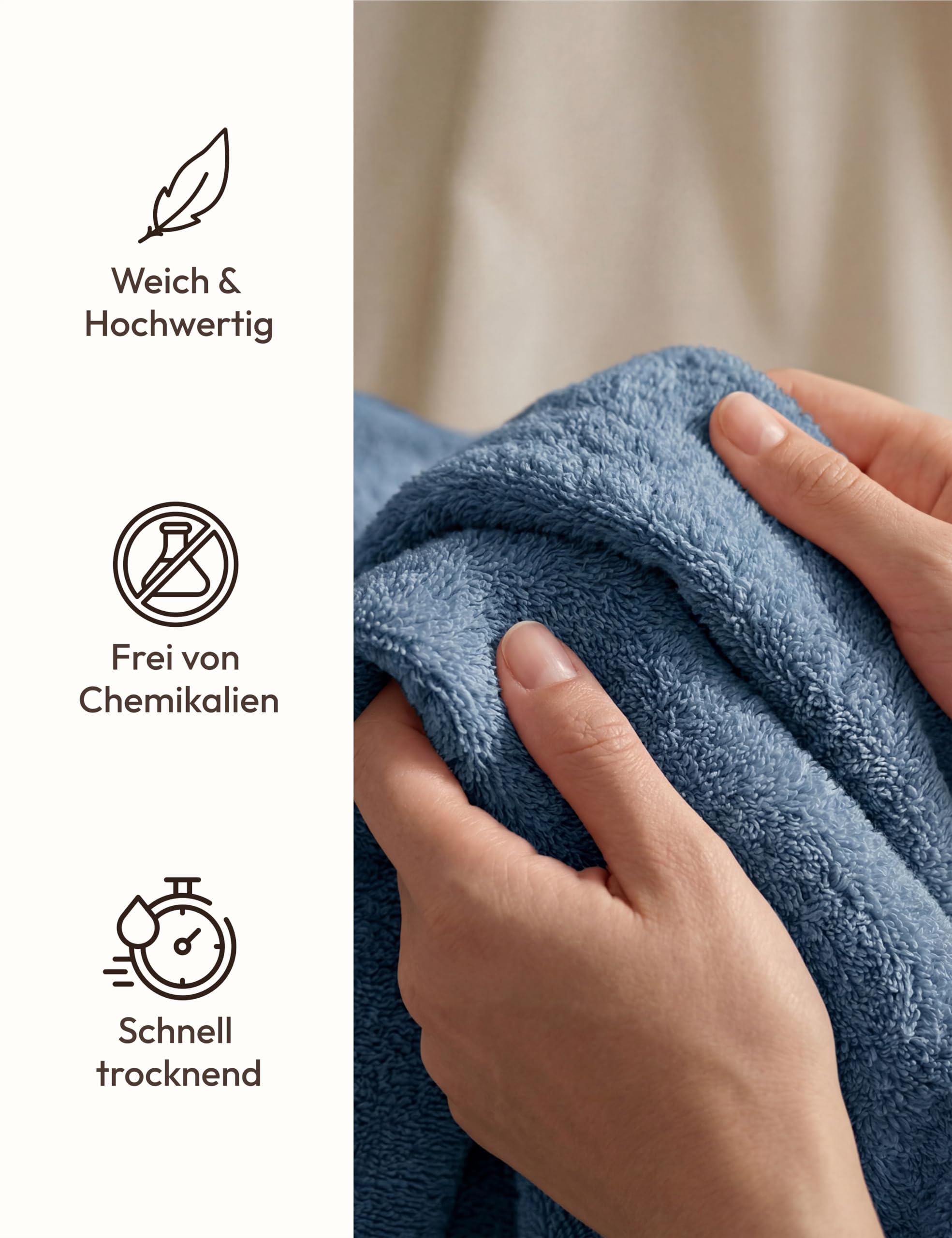 Albornoz Mujer Largo Medio con Capucha – 100% Algodón Rizo 380 g/m² – Bata de Baño, Spa y Casa, Largo hasta la Pantorrilla, Suave, Absorbente, Tallas S–XXL