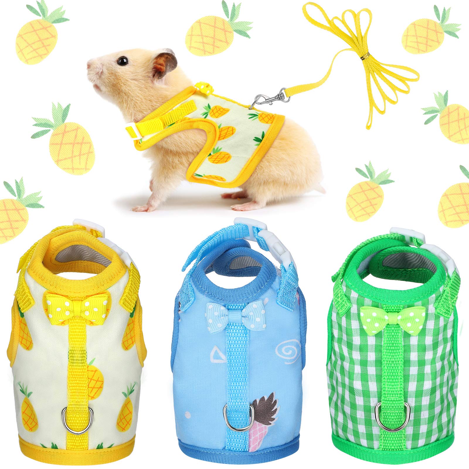 3 Pieces Guinea Pig Harness with Leash Small Pet Harness Fruit Plaid Pattern Adjustable Padded Walking Vest for Ferret Chinchilla Pet Hamster Ferret and Squirrel Small Animals (B08XK9V127) Amazon Price History, Amazon Price Tracker