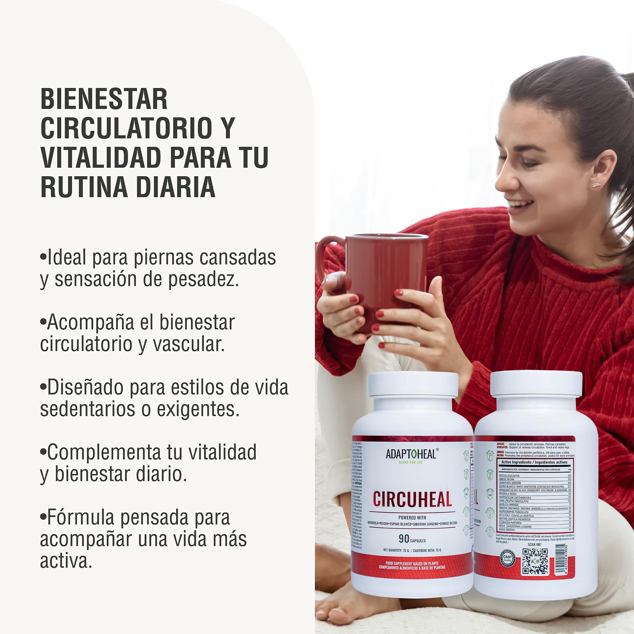 Adaptoheal Circuheal - Adaptógenos para la Circulación - 90 Cápsulas