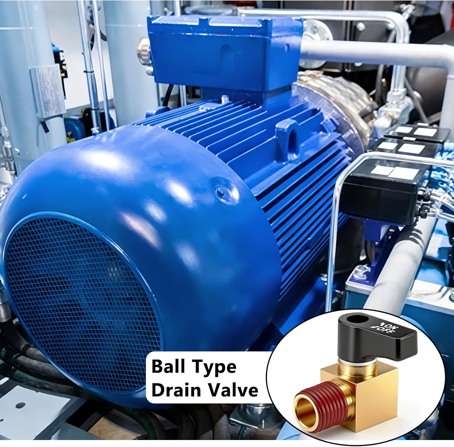Brass Air Compressor Drain Valve Cock Ball Valve, 1/4" NPT Male Thread Ball Type Drain Valve Air Compressor Accessories