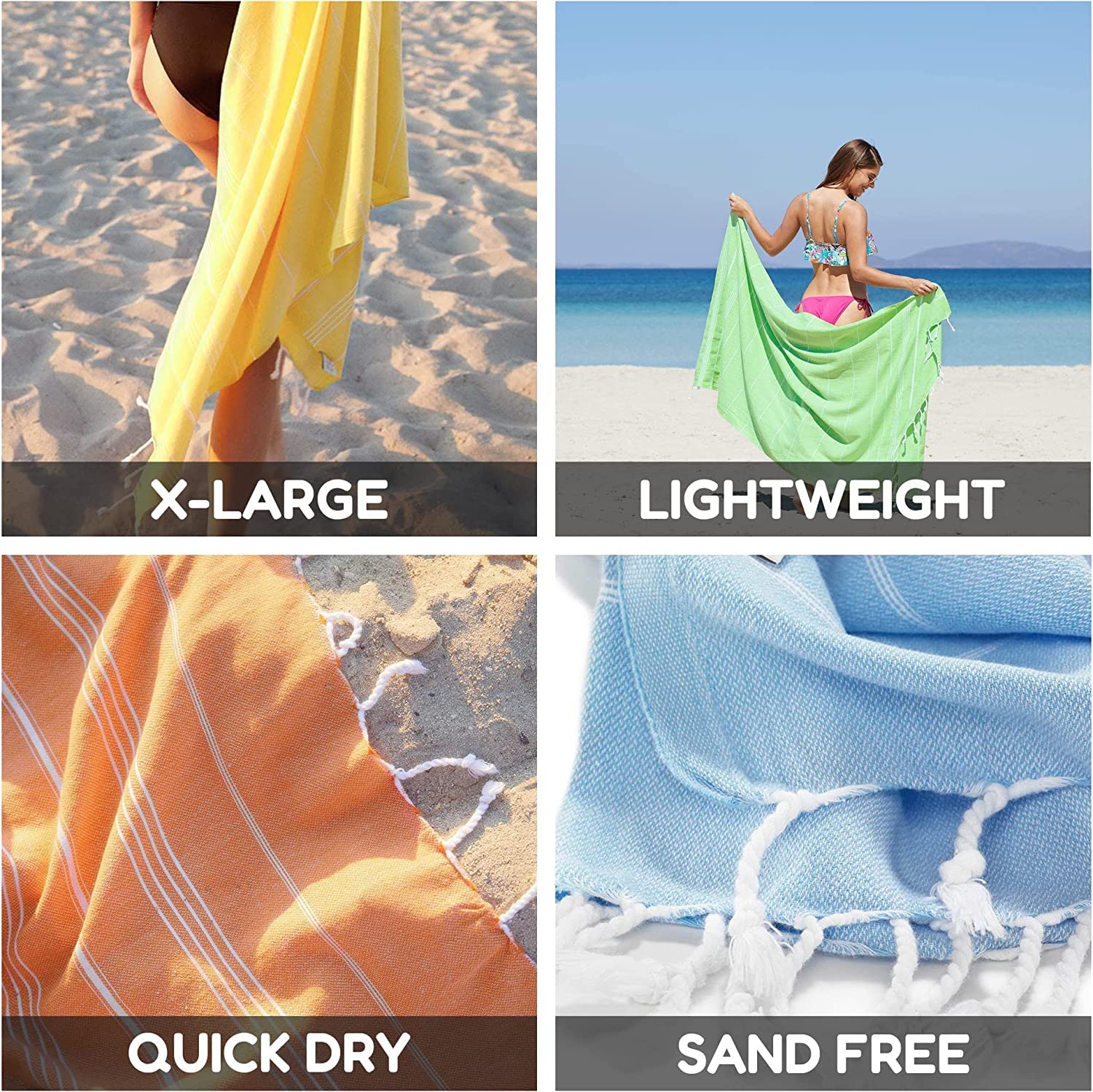2er Set Großes Türkisches Pestemal Strandtuch Das Traditionéll Hamamtuch Badetuch Saunatuch Duschtuch Spa Sport Yoga Reisen 100% Baumwolle XXL Vorgewaschen 100 x 180 cm (Hellrosa)