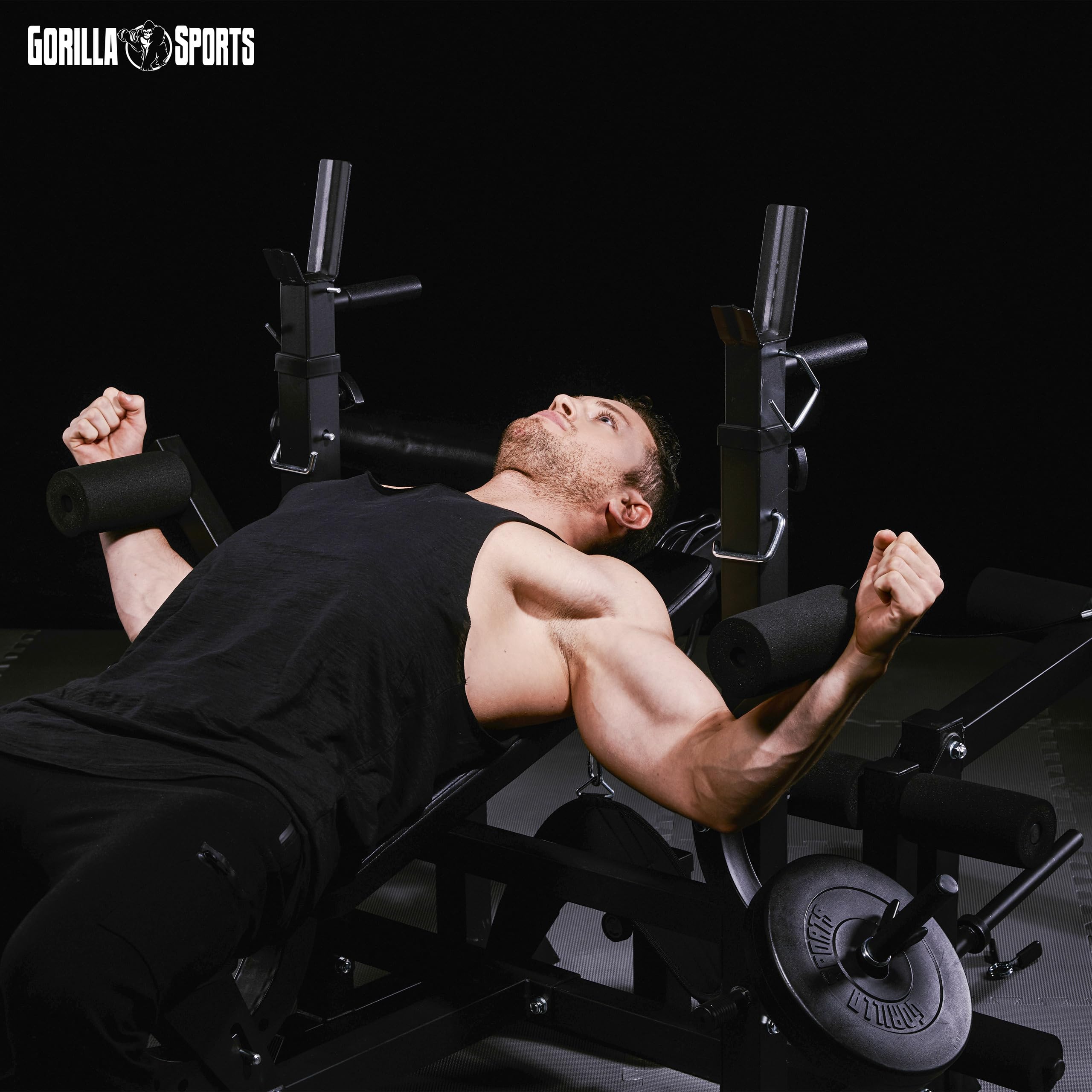 Banco de pesas Gorilla Sports – Banco de musculación para tracciones por cable, butterfly, press, curl de piernas, dips