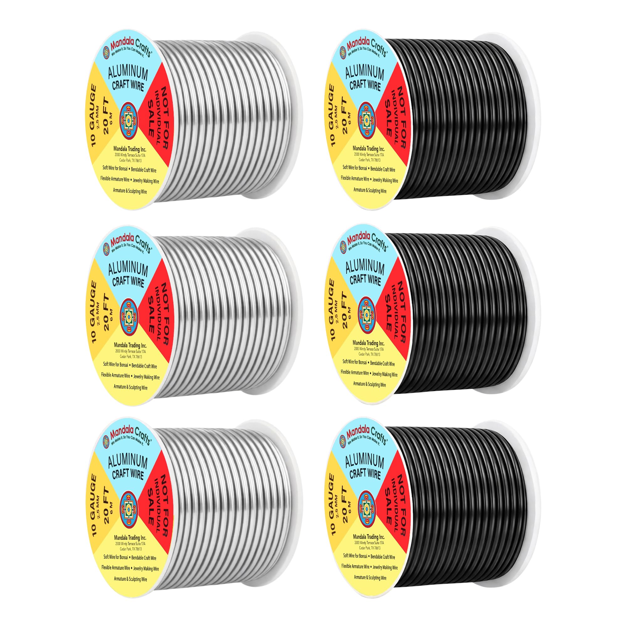 Mandala Crafts 10 Gauge Silver Tone Black Anodized Aluminum Craft Wire