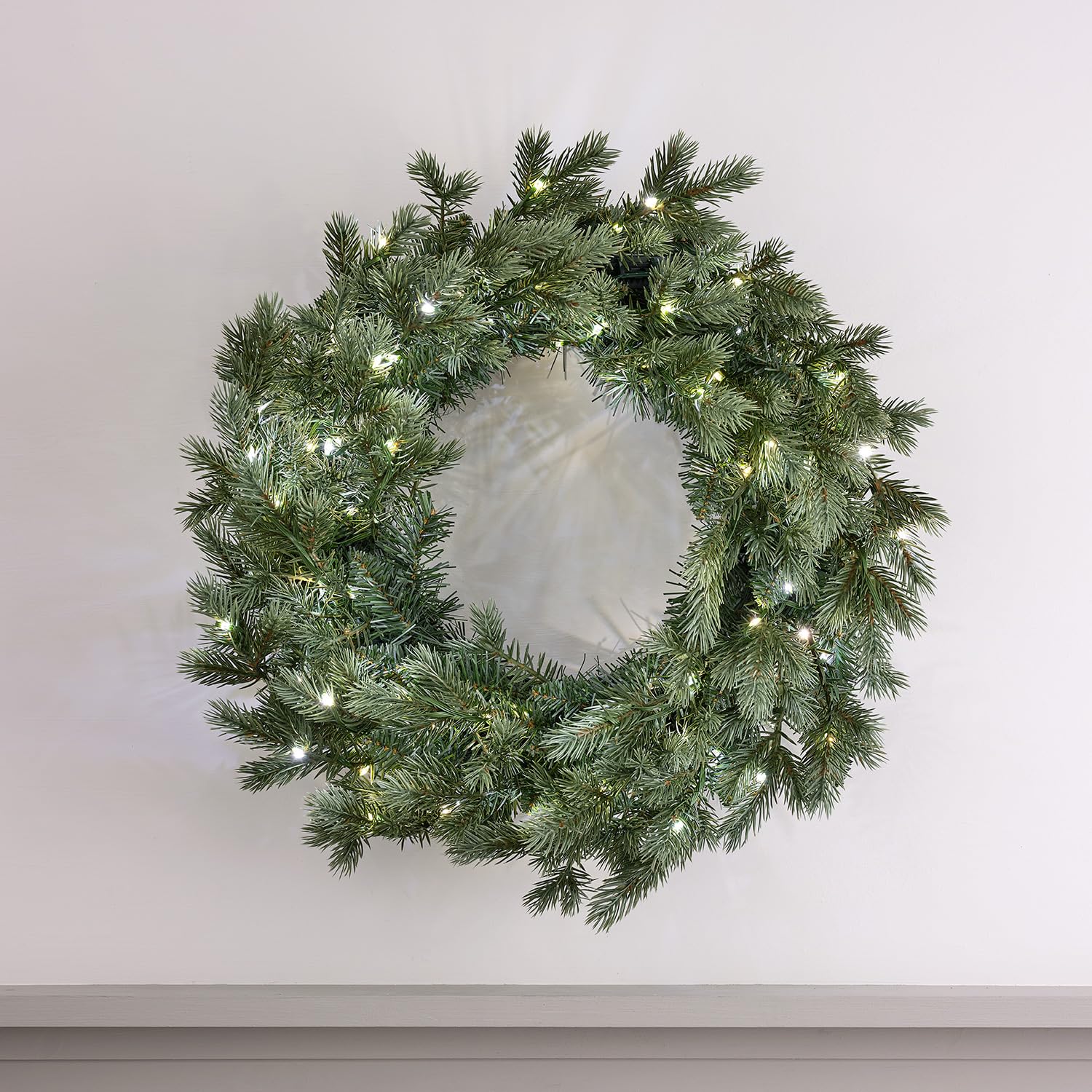 Lights4fun 45cm Dual LED Weihnachtskranz beleuchtet Adventskranz Tannenkranz Künstlich Tannen Deko Weihnachten Türkranz Tanne Weihnachtskranz Outdoor Deko Adventskranz