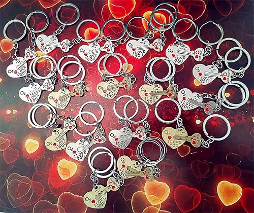 Miniatura 4 de Paquete de 20 llaves de metal con corazón fusionado para regalos de fiesta de cumpleaños, día de San Valentín, mochila de corazón pequeño a granel