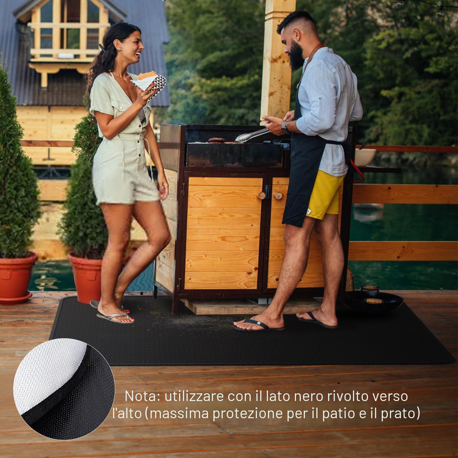 Tappetino ignifugo | Tappetino anticalore pieghevole 100*150 cm | Tappetino protettivo per il pavimento | Tappetini per griglia | Piastra antiscintilla | per barbecue, stufe, pavimenti, prati