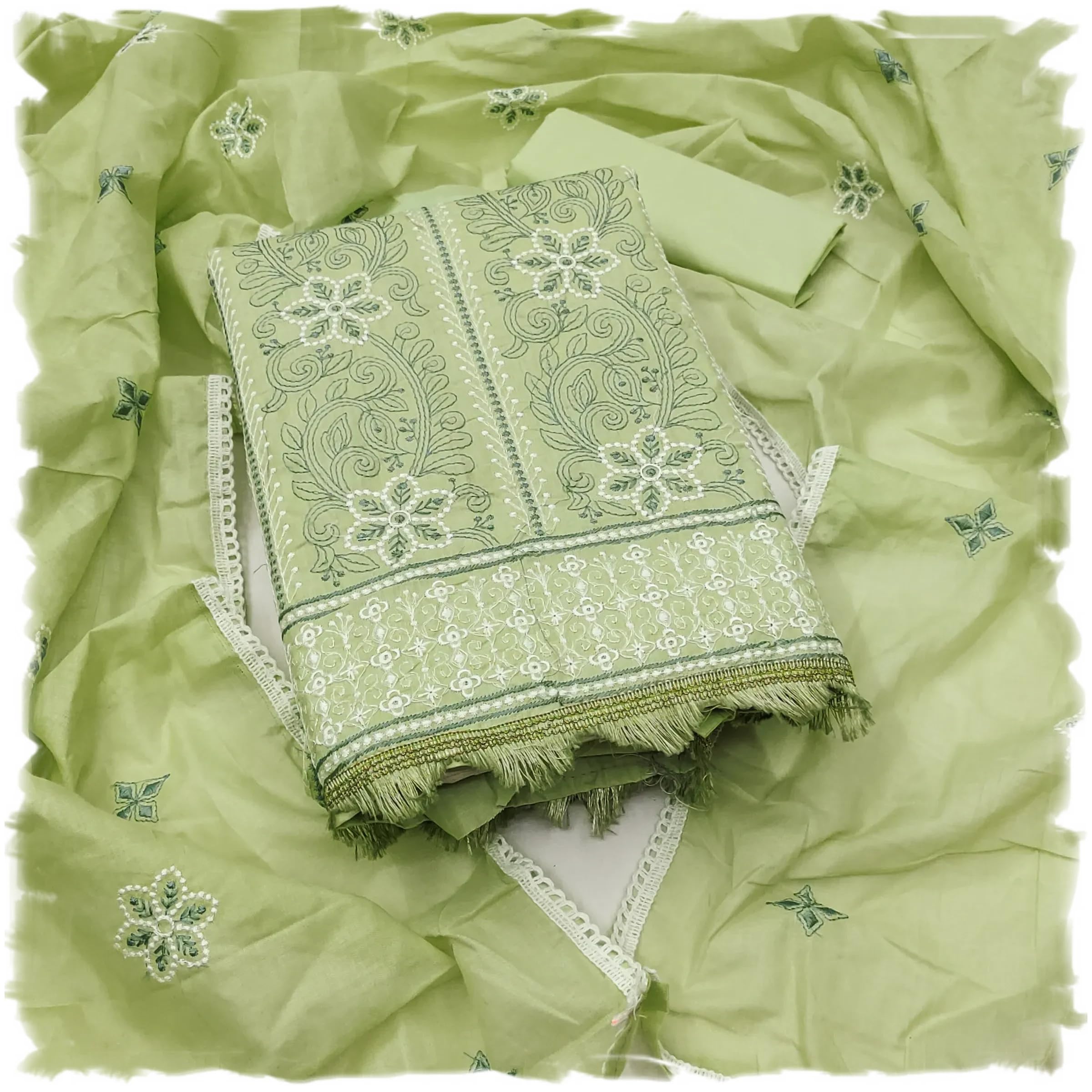 Women's Poly Cotton Embroidery Work Unstitched Salwar Suit Dress Material With Embroidered Dupatta (DM Devika_Free Size)-image-16