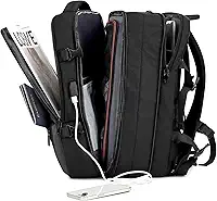 Mochila de Viagem Expansivel Grande Masculina Feminina,Mochila Avião para Notebook 17,Executiva,Antifurto,Reforçada,USB,Impermeável,Escolar,Faculdade,Trabalho,Presente