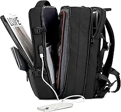 Mochila de Viagem Expansivel Grande Masculina Feminina,Mochila Avião para Notebook 17,Executiva,Antifurto,Reforçada,USB,Impermeável,Escolar,Faculdade,Trabalho,Presente