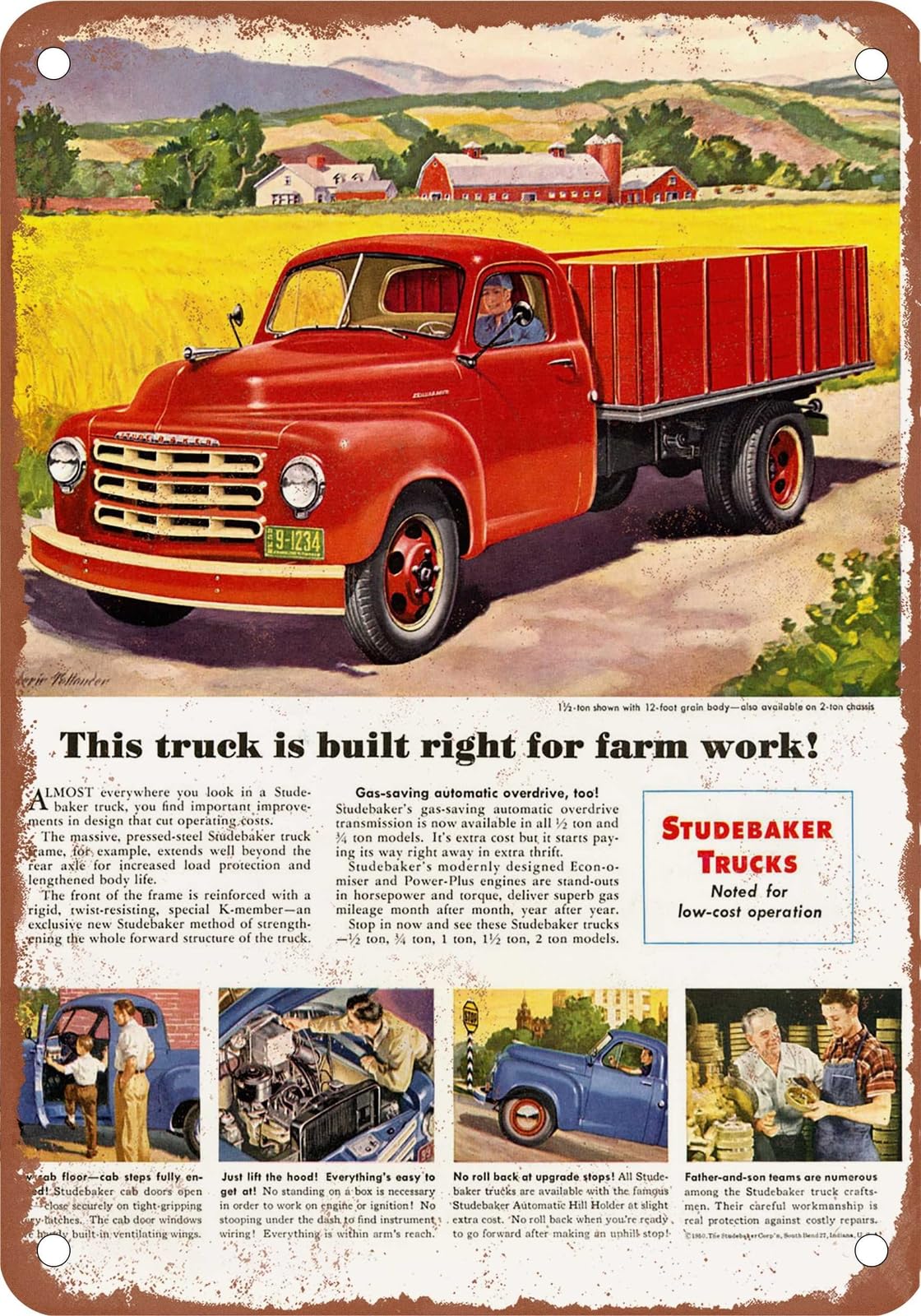 METAL SIGN - 1950 Studebaker Truck Vintage Ad 02 - Old Retro Rusty Look home decor