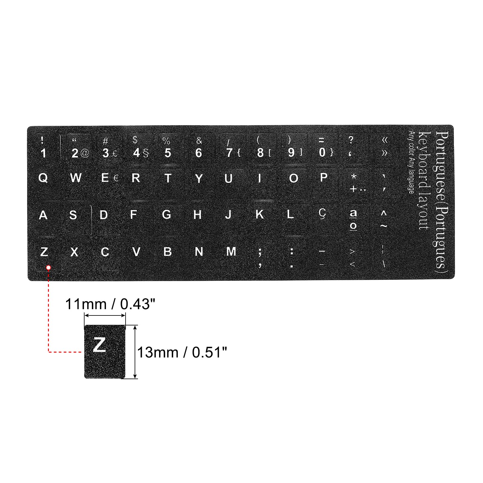 PATIKIL Portoghese Tastiera Layout Adesivi, 2pz Universale Tastiera Sostituzione Copertura per Notebook Desktop Computer, Nero Sfondo Bianco Scritte