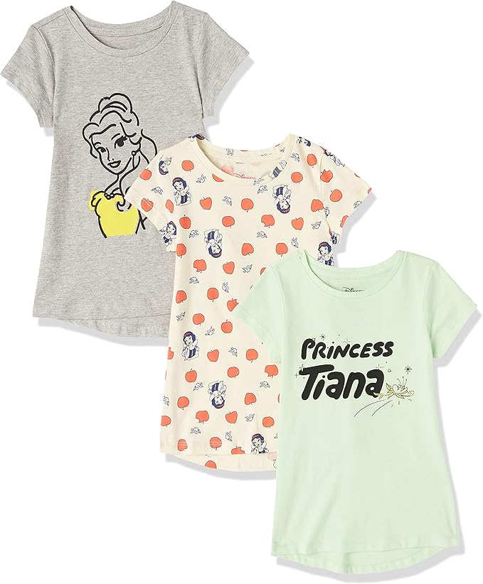 Amazon Essentials Disney | Marvel | Star Wars | Princess Camisetas Tipo Túnica de Manga Corta Niña, Paquetes Múltiples