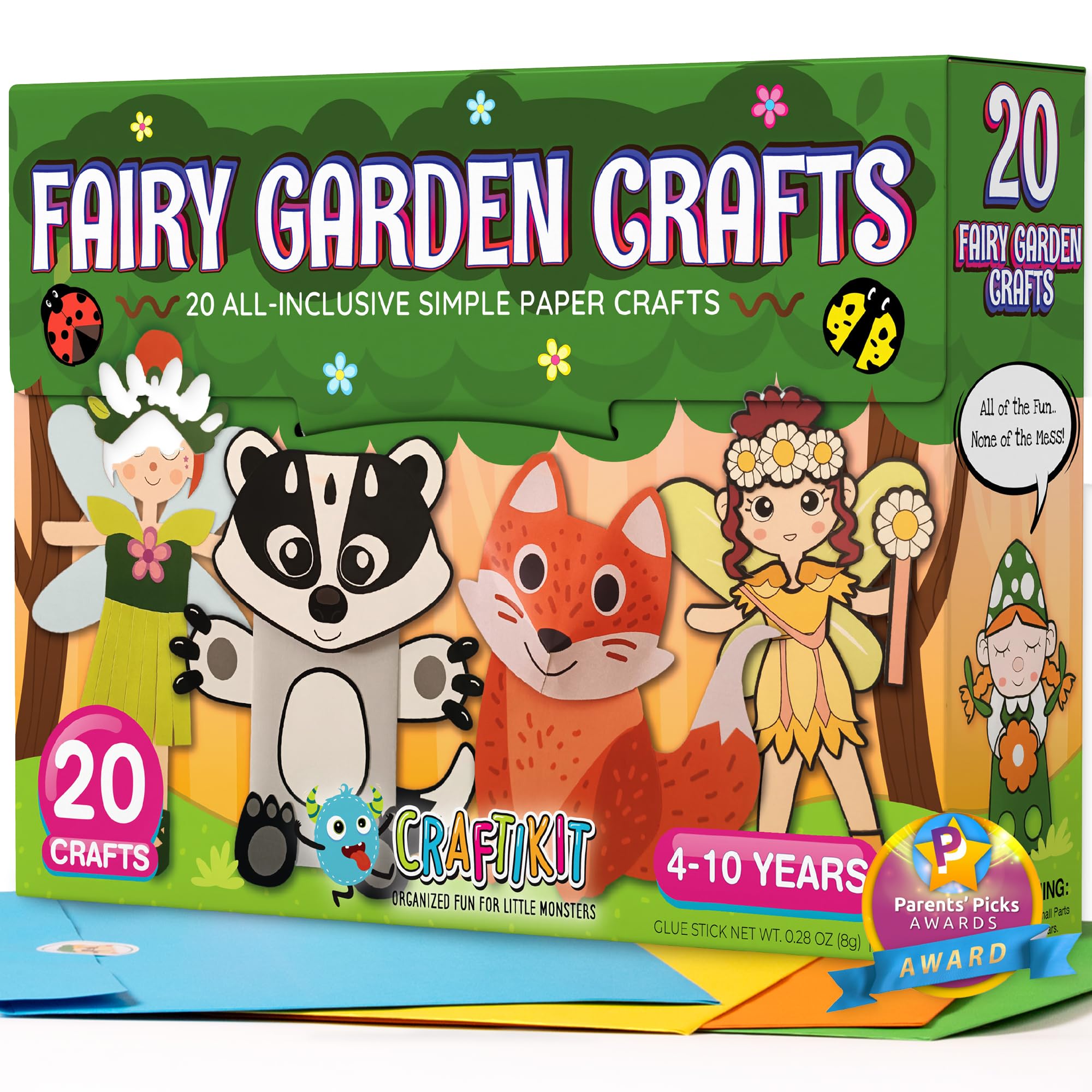 Craftikit® 20 Award-Winning Fairy Garden Crafts for Kids - 20 All-Inclusive Fun Paper Toddler Crafts, Fairy Garden Kit for Kids Ages 3-10